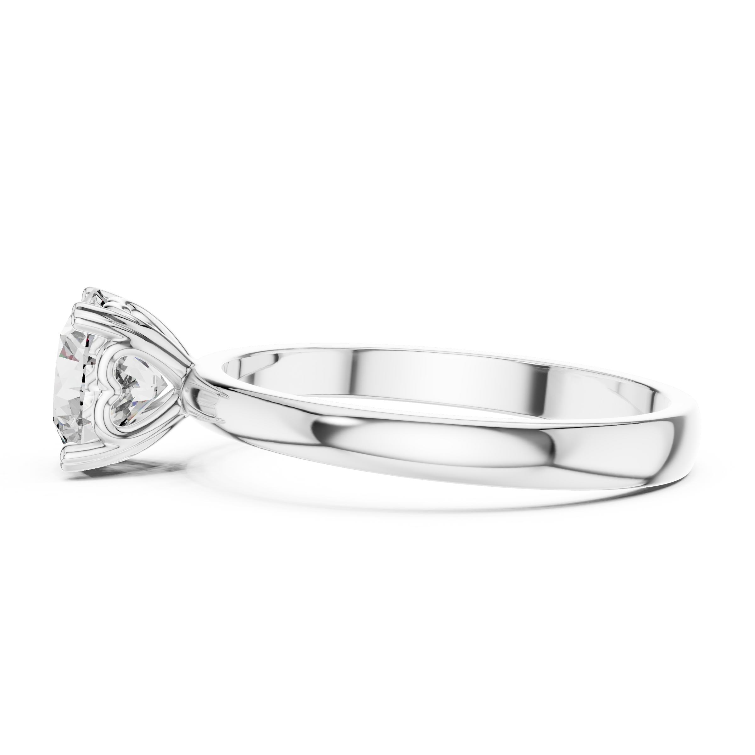 1–3 Carat Round Lab-Grown Diamond Solitaire Engagement Ring – Hidden Heart Basket, Plain Band, 18K Gold