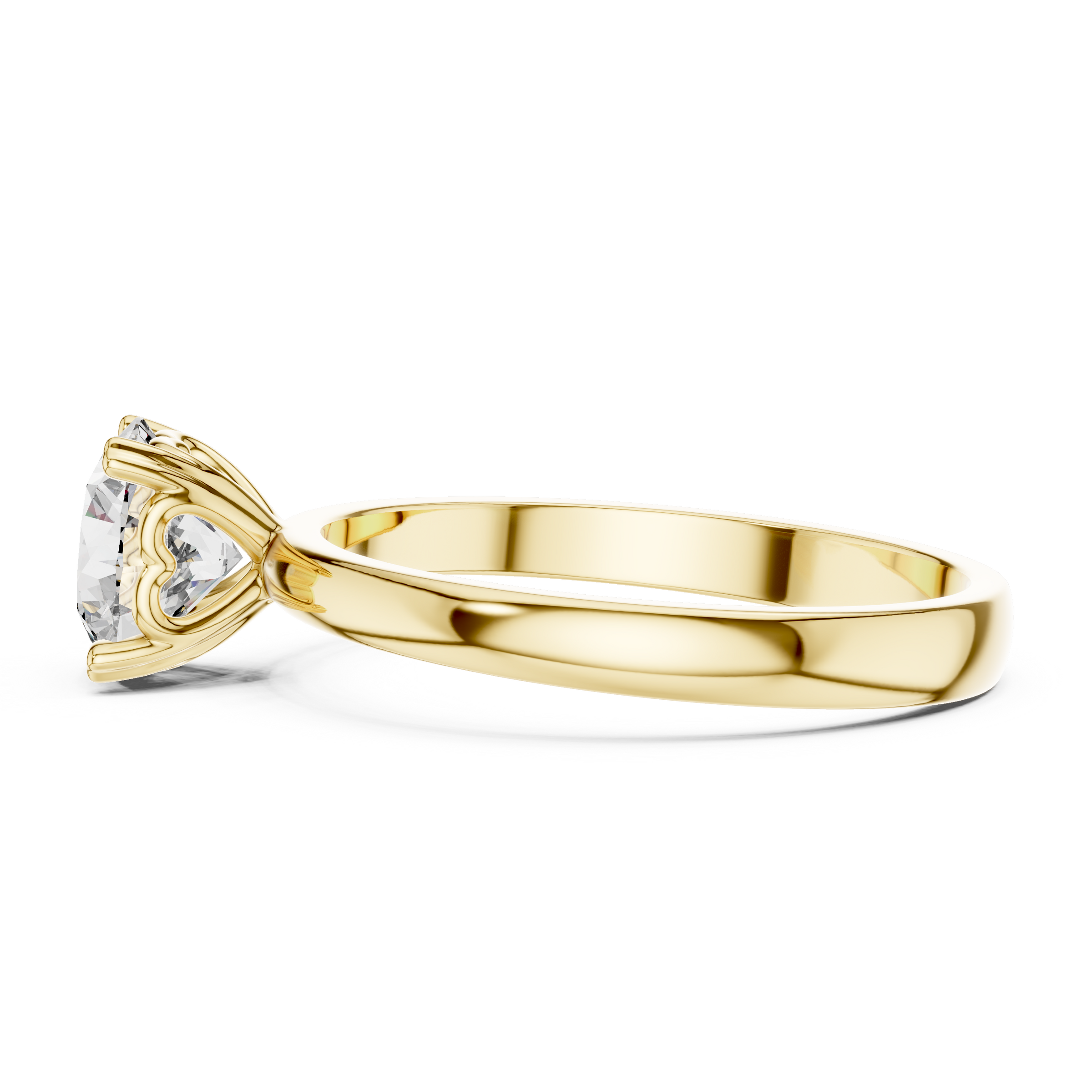1–3 Carat Round Lab-Grown Diamond Solitaire Engagement Ring – Hidden Heart Basket, Plain Band, 18K Gold