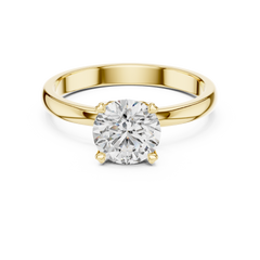 1–3 Carat Round Lab-Grown Diamond Solitaire Engagement Ring – Hidden Heart Basket, Plain Band, 18K Gold