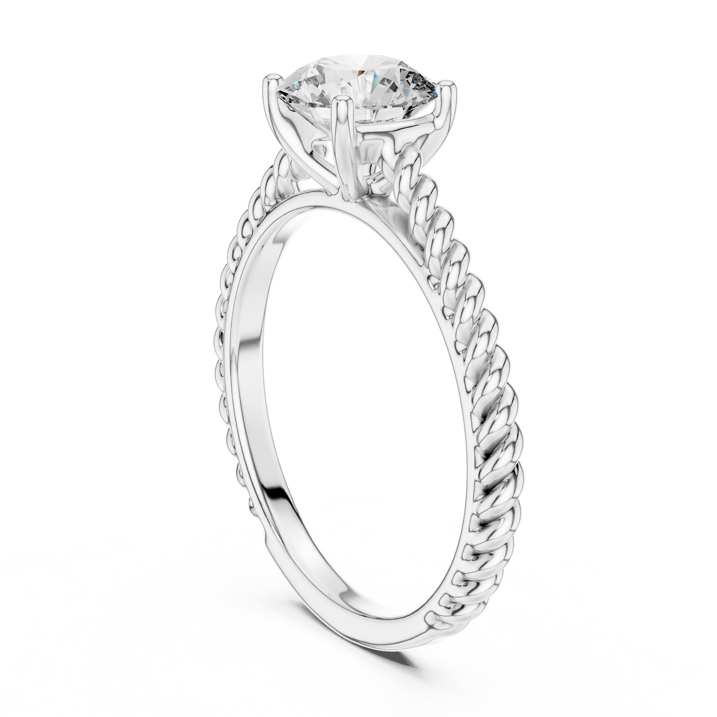 1–3 Carat Round Lab-Grown Diamond Solitaire Engagement Ring – Twisted Rope Band, 18K Gold