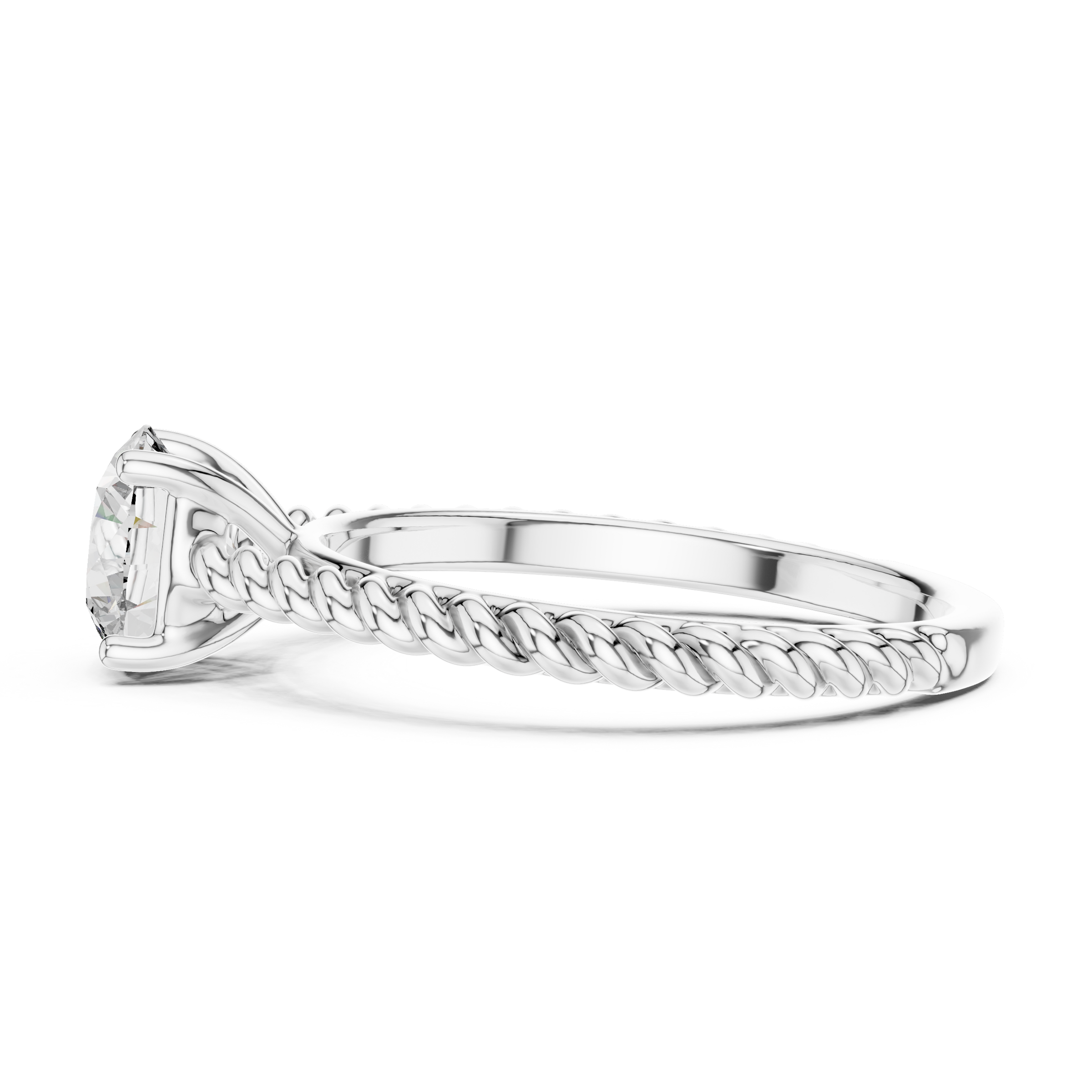 1–3 Carat Round Lab-Grown Diamond Solitaire Engagement Ring – Twisted Rope Band, 18K Gold