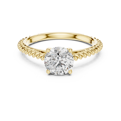 1–3 Carat Round Lab-Grown Diamond Solitaire Engagement Ring – Twisted Rope Band, 18K Gold