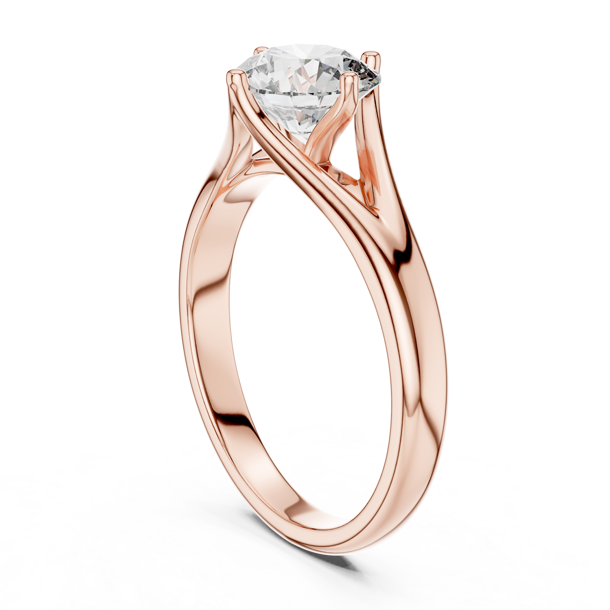 1–3 Carat Round Lab-Grown Diamond Solitaire Engagement Ring – Split Shank, 18K Gold