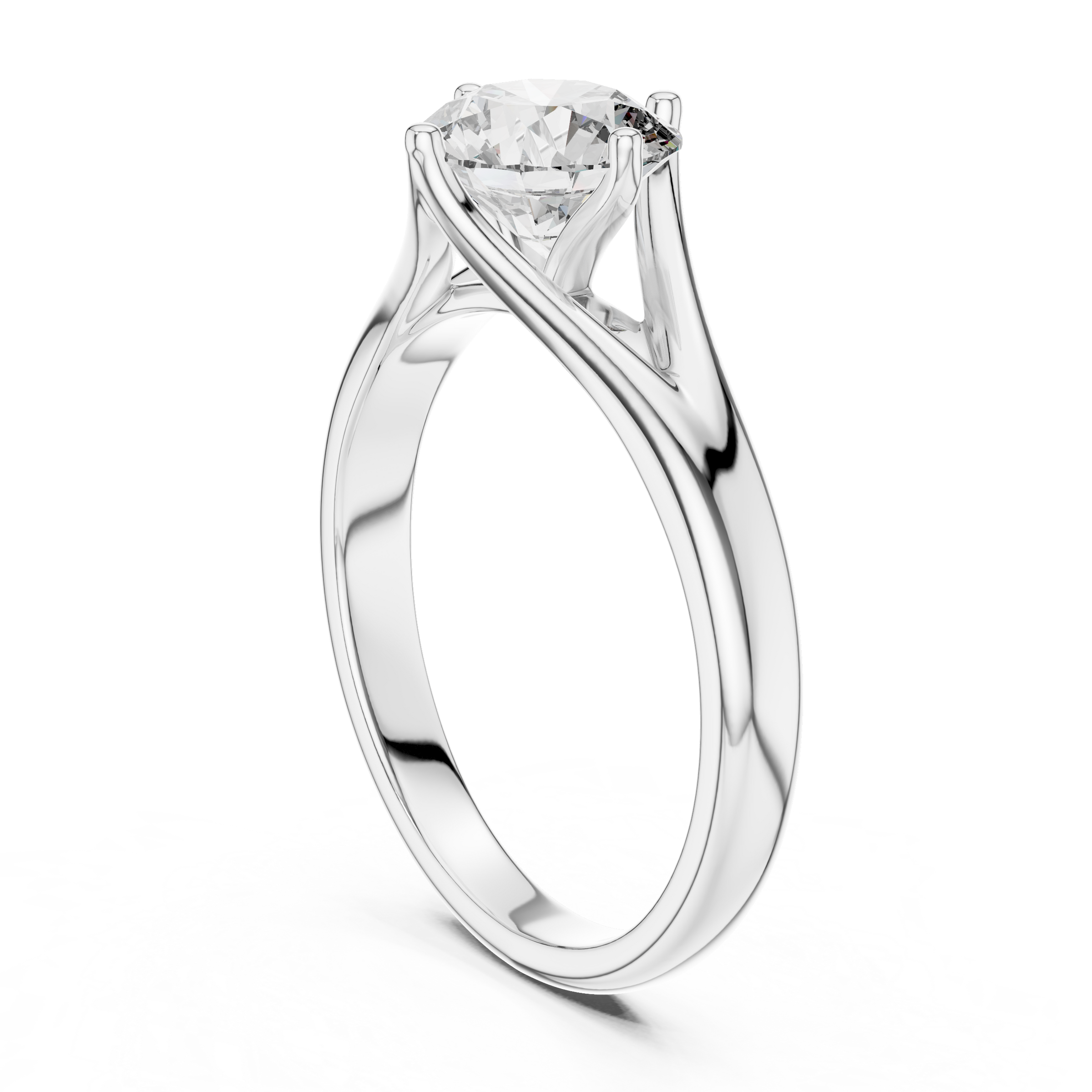 1–3 Carat Round Lab-Grown Diamond Solitaire Engagement Ring – Split Shank, 18K Gold