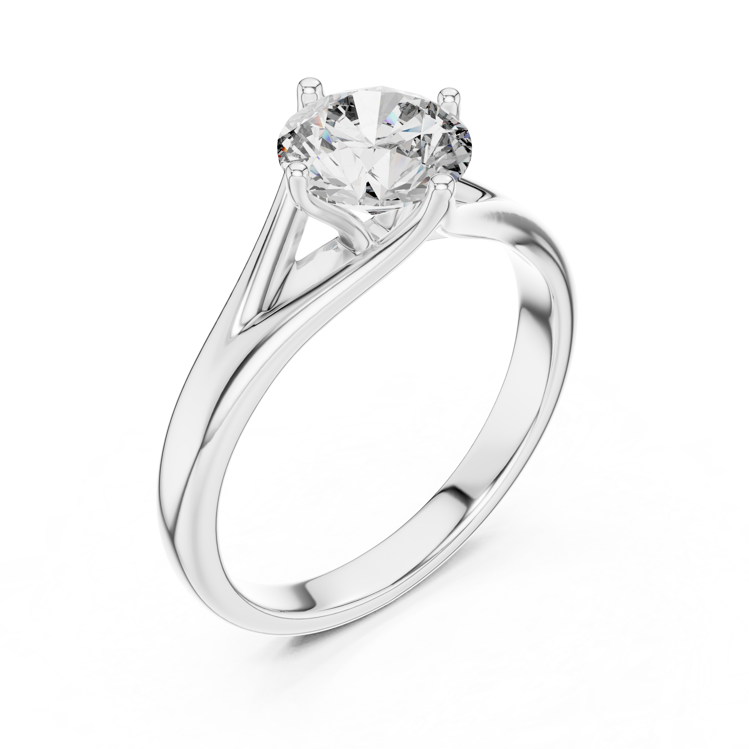 1–3 Carat Round Lab-Grown Diamond Solitaire Engagement Ring – Split Shank, 18K Gold