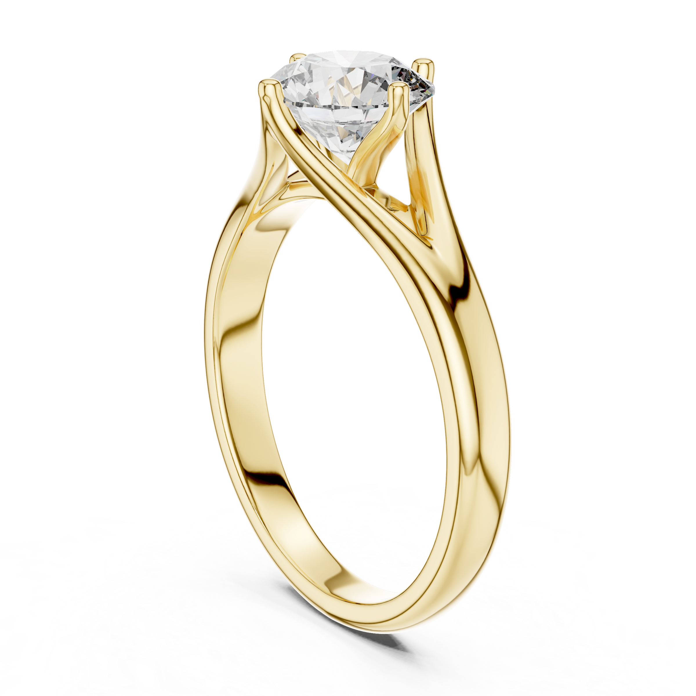 1–3 Carat Round Lab-Grown Diamond Solitaire Engagement Ring – Split Shank, 18K Gold