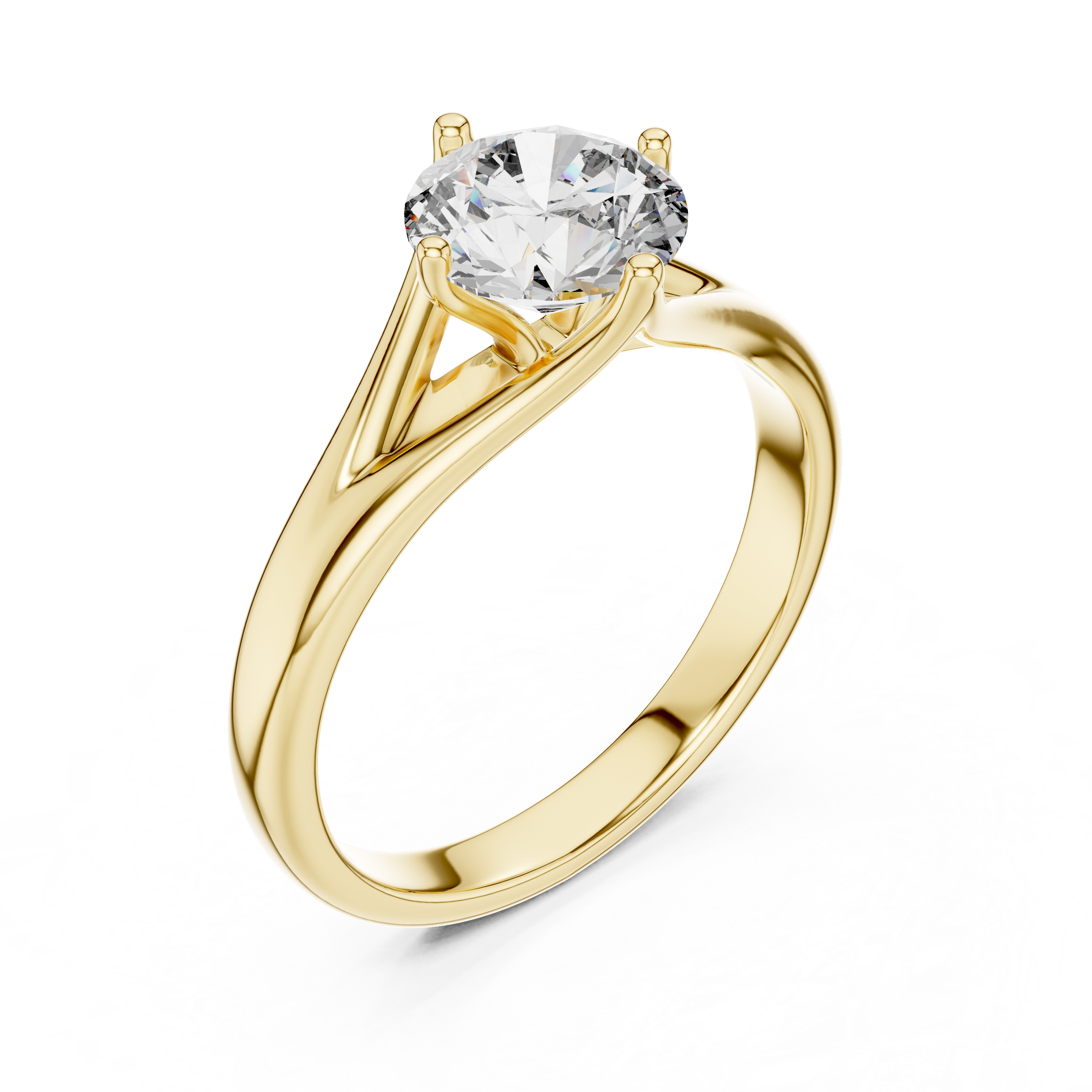 1–3 Carat Round Lab-Grown Diamond Solitaire Engagement Ring – Split Shank, 18K Gold