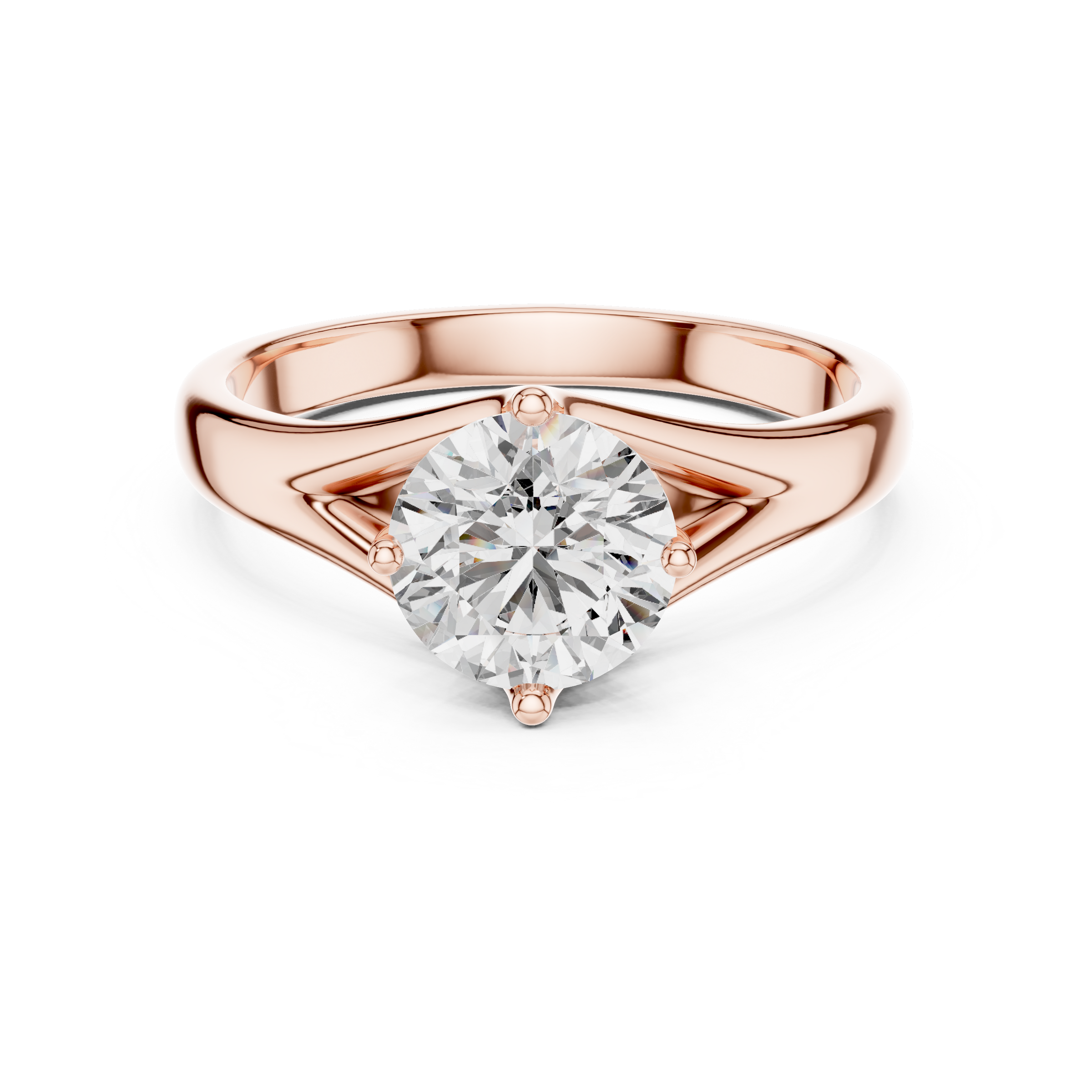 1–3 Carat Round Lab-Grown Diamond Solitaire Engagement Ring – Split Shank, 18K Gold