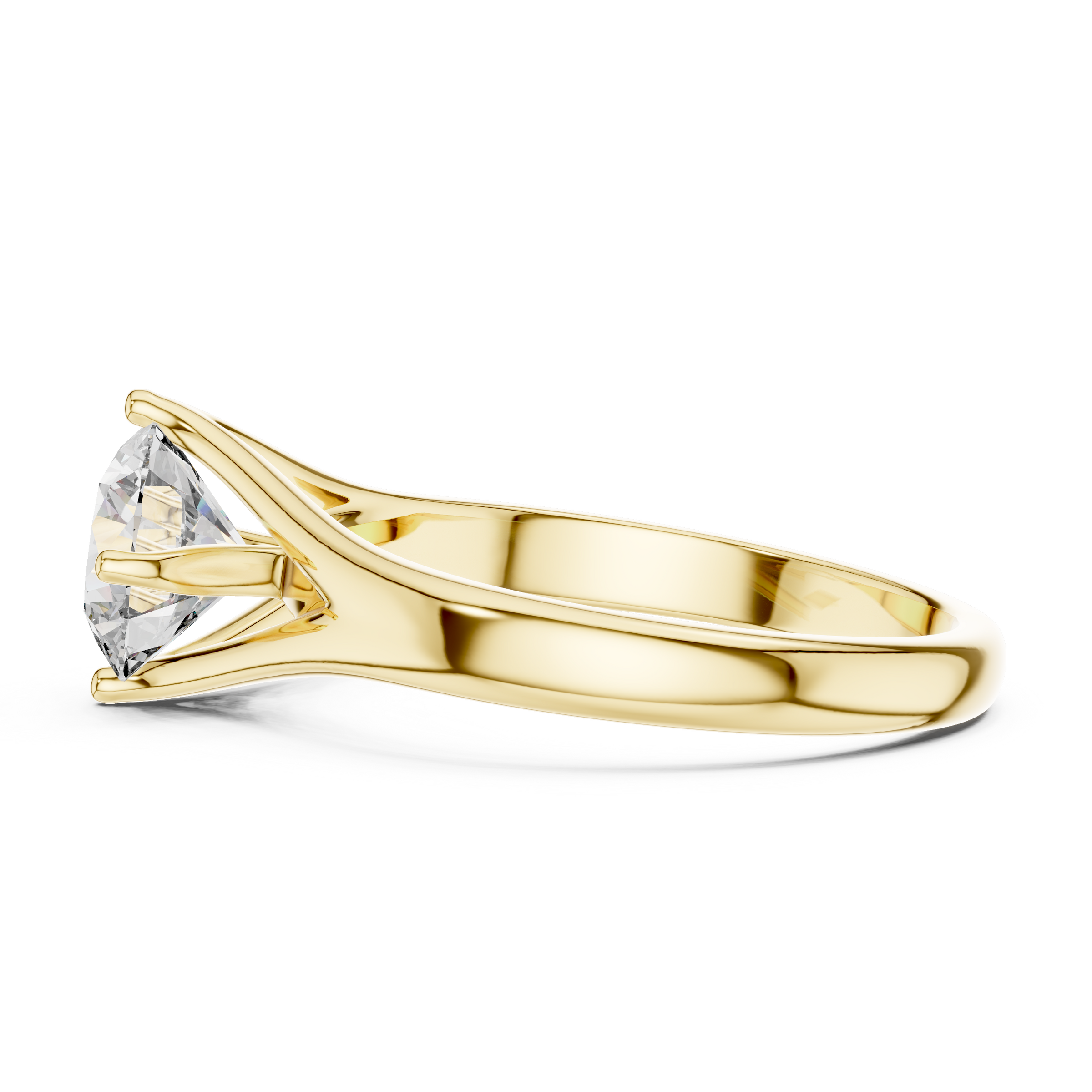 1–3 Carat Round Lab-Grown Diamond Solitaire Engagement Ring – Split Shank, 18K Gold