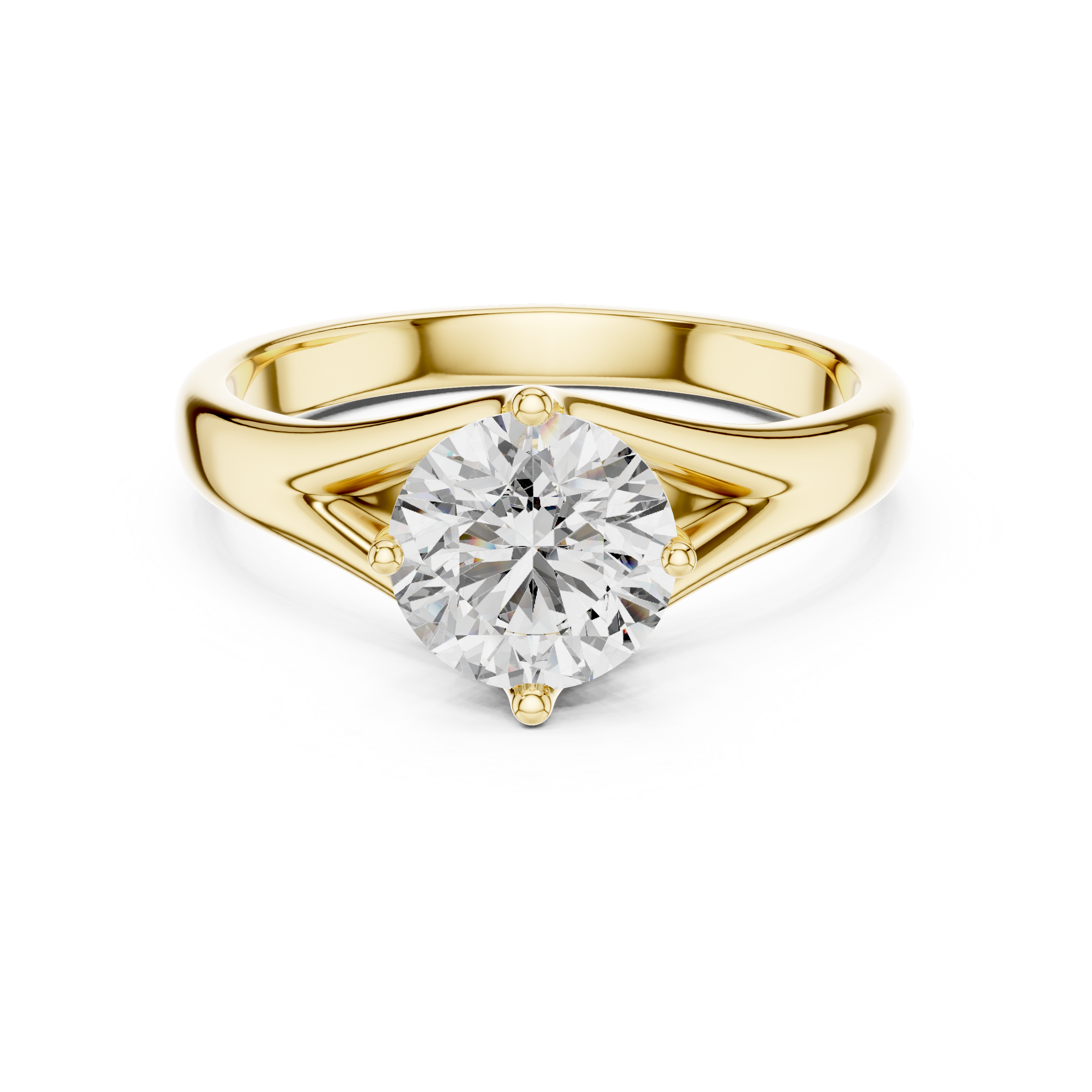 1–3 Carat Round Lab-Grown Diamond Solitaire Engagement Ring – Split Shank, 18K Gold