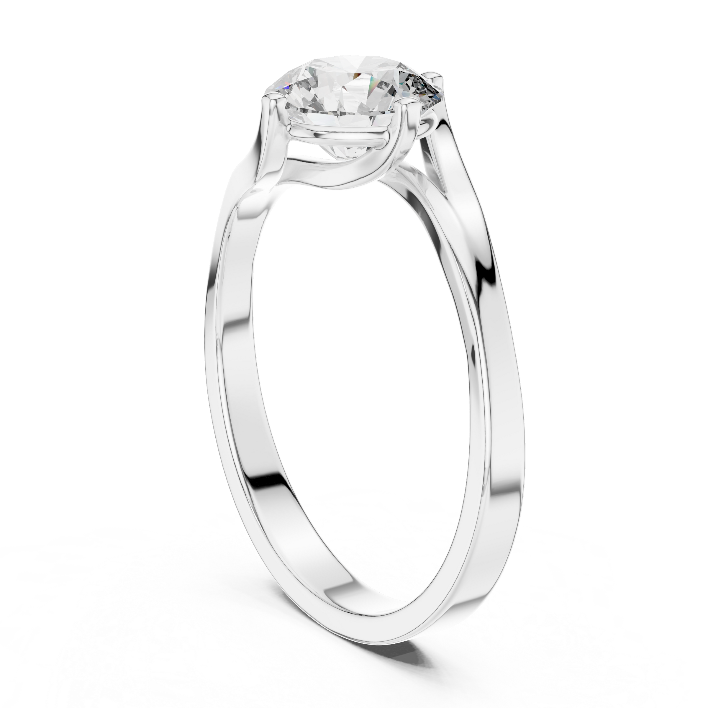 1–3 Carat Round Lab-Grown Diamond Solitaire Engagement Ring – Wave Band, 18K Gold