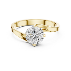 1–3 Carat Round Lab-Grown Diamond Solitaire Engagement Ring – Wave Band, 18K Gold
