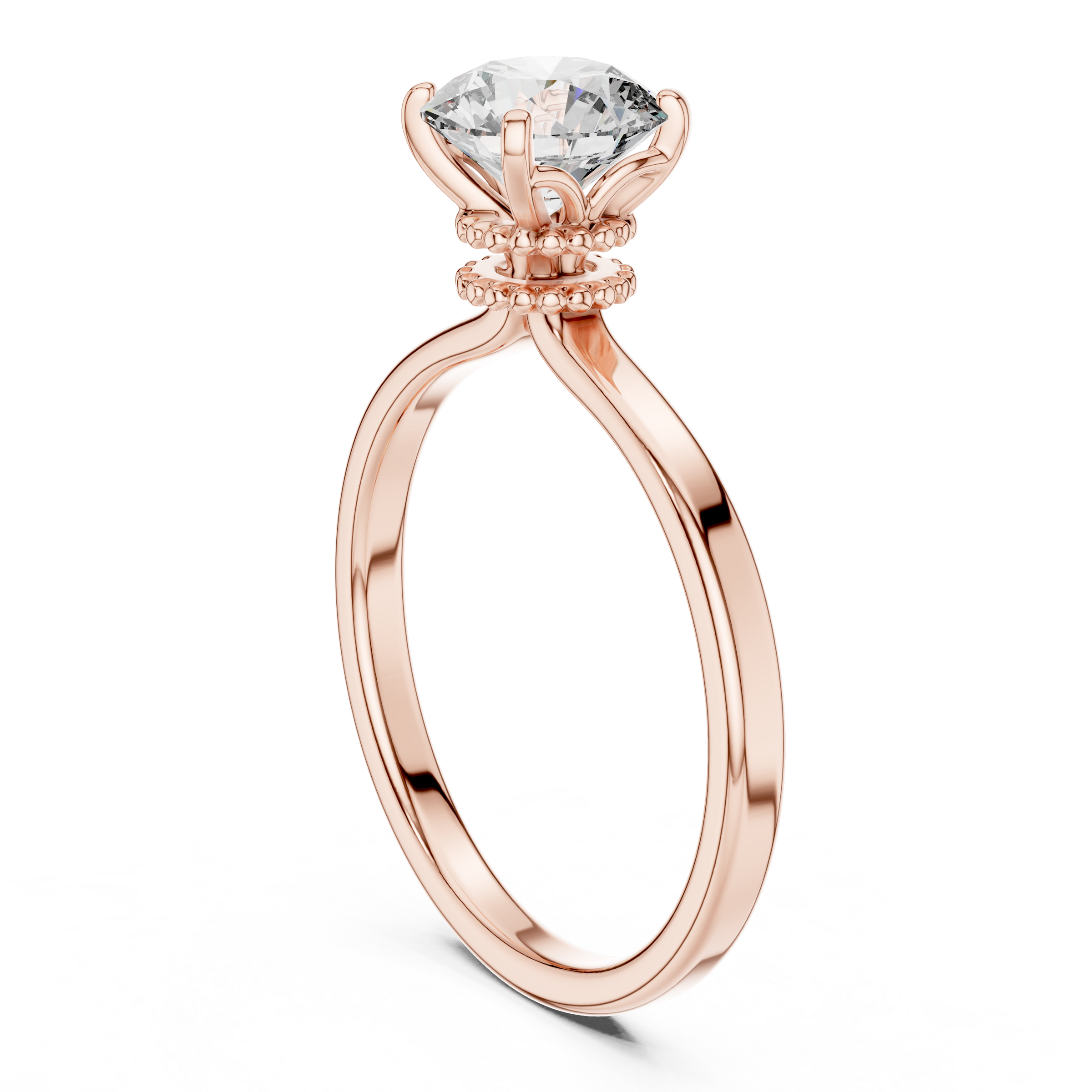 1–3 Carat Round Lab-Grown Diamond Solitaire Engagement Ring – Four-Prong Setting, 18K Gold