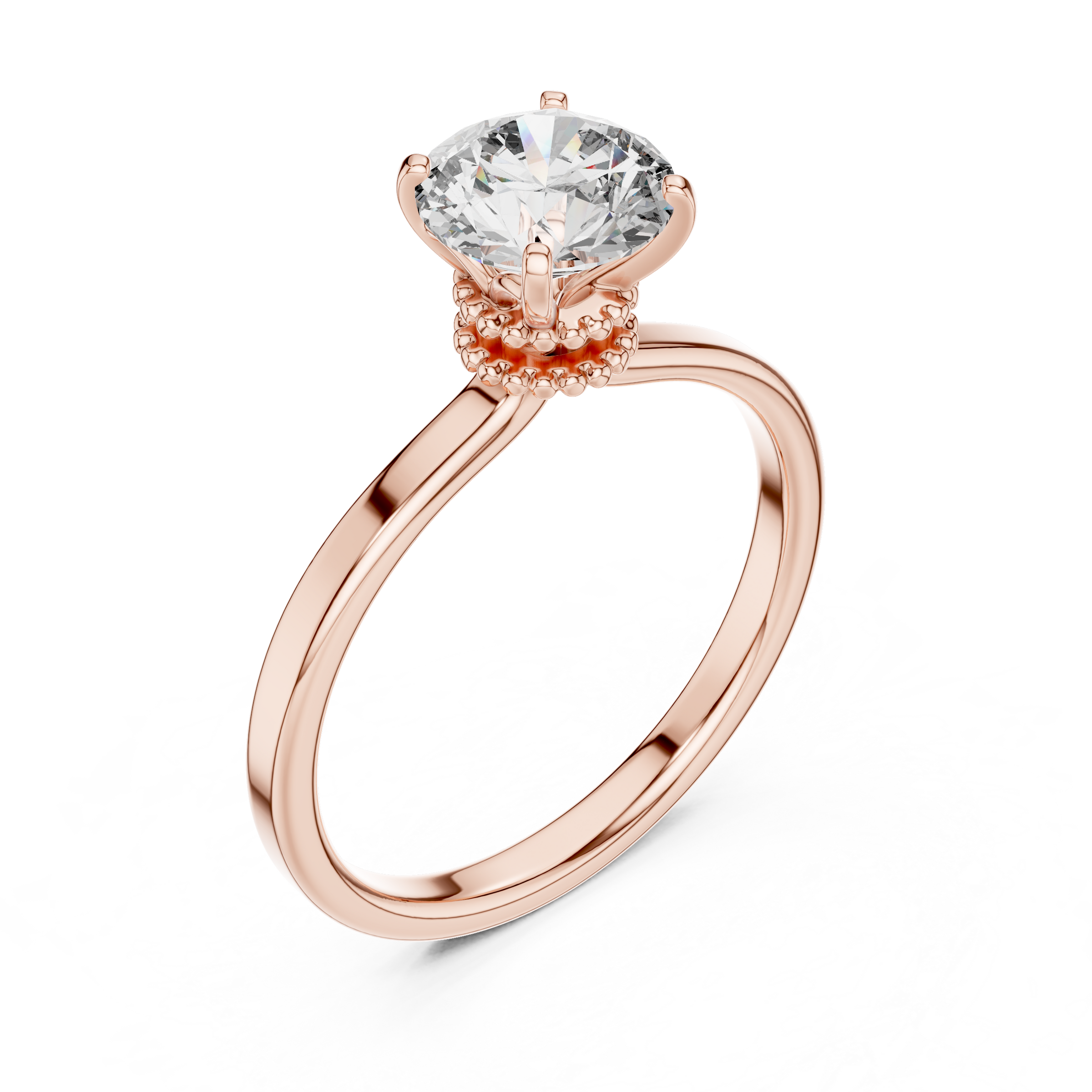 1–3 Carat Round Lab-Grown Diamond Solitaire Engagement Ring – Four-Prong Setting, 18K Gold