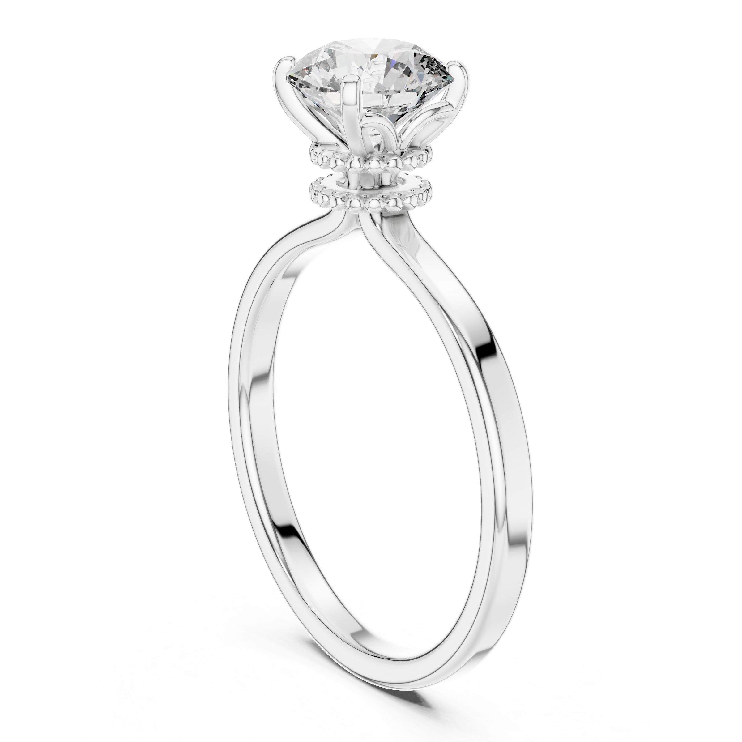 1–3 Carat Round Lab-Grown Diamond Solitaire Engagement Ring – Four-Prong Setting, 18K Gold
