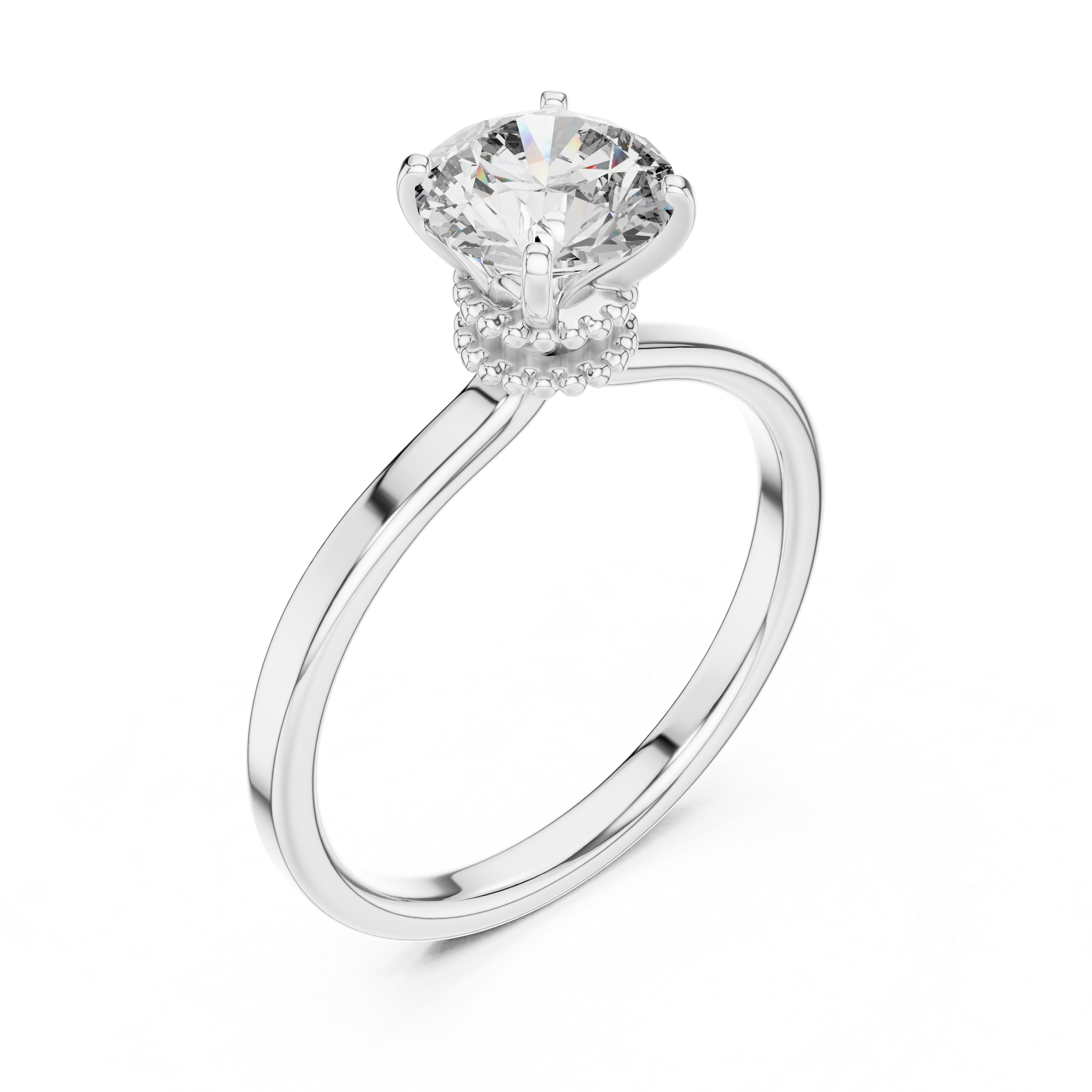1–3 Carat Round Lab-Grown Diamond Solitaire Engagement Ring – Four-Prong Setting, 18K Gold