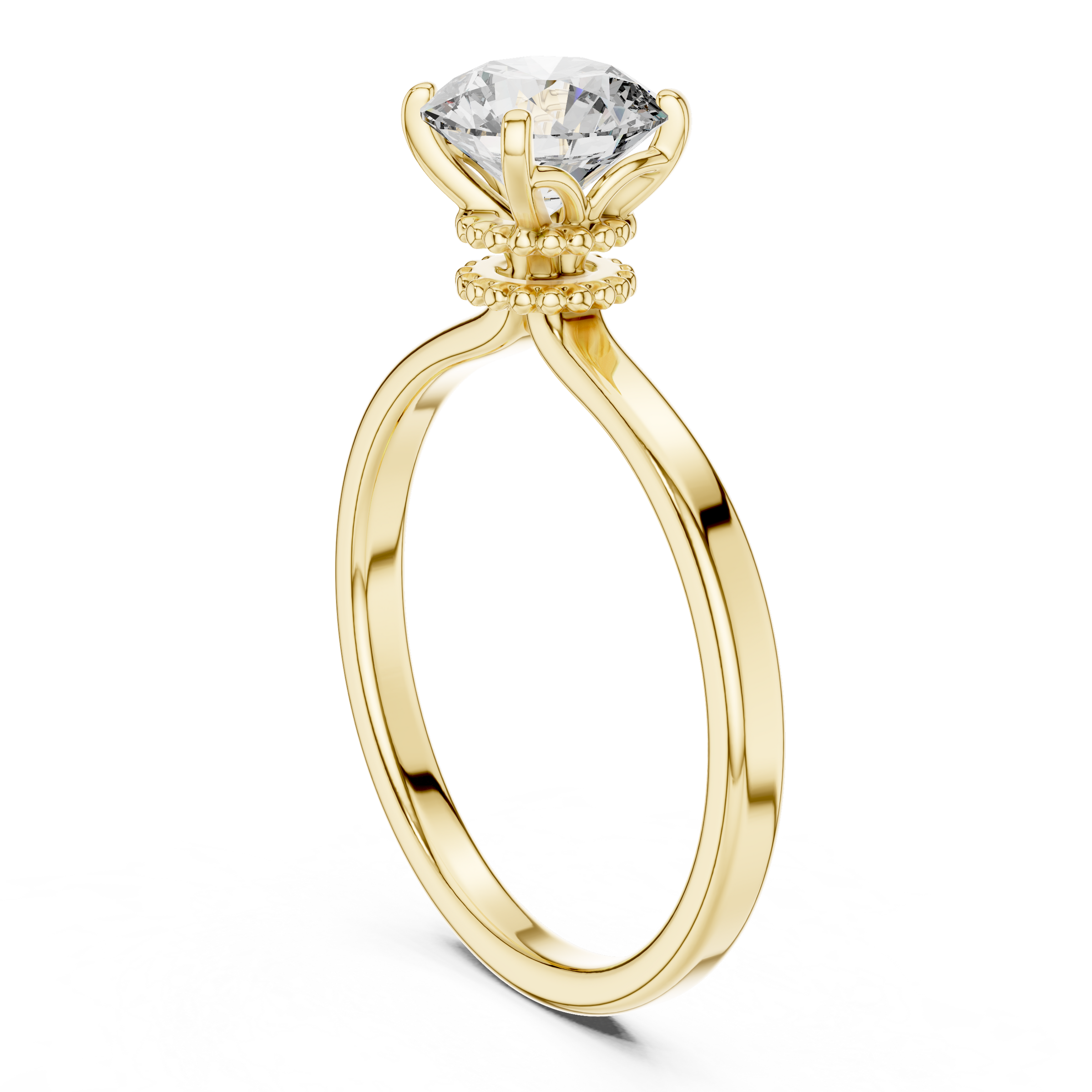 1–3 Carat Round Lab-Grown Diamond Solitaire Engagement Ring – Four-Prong Setting, 18K Gold