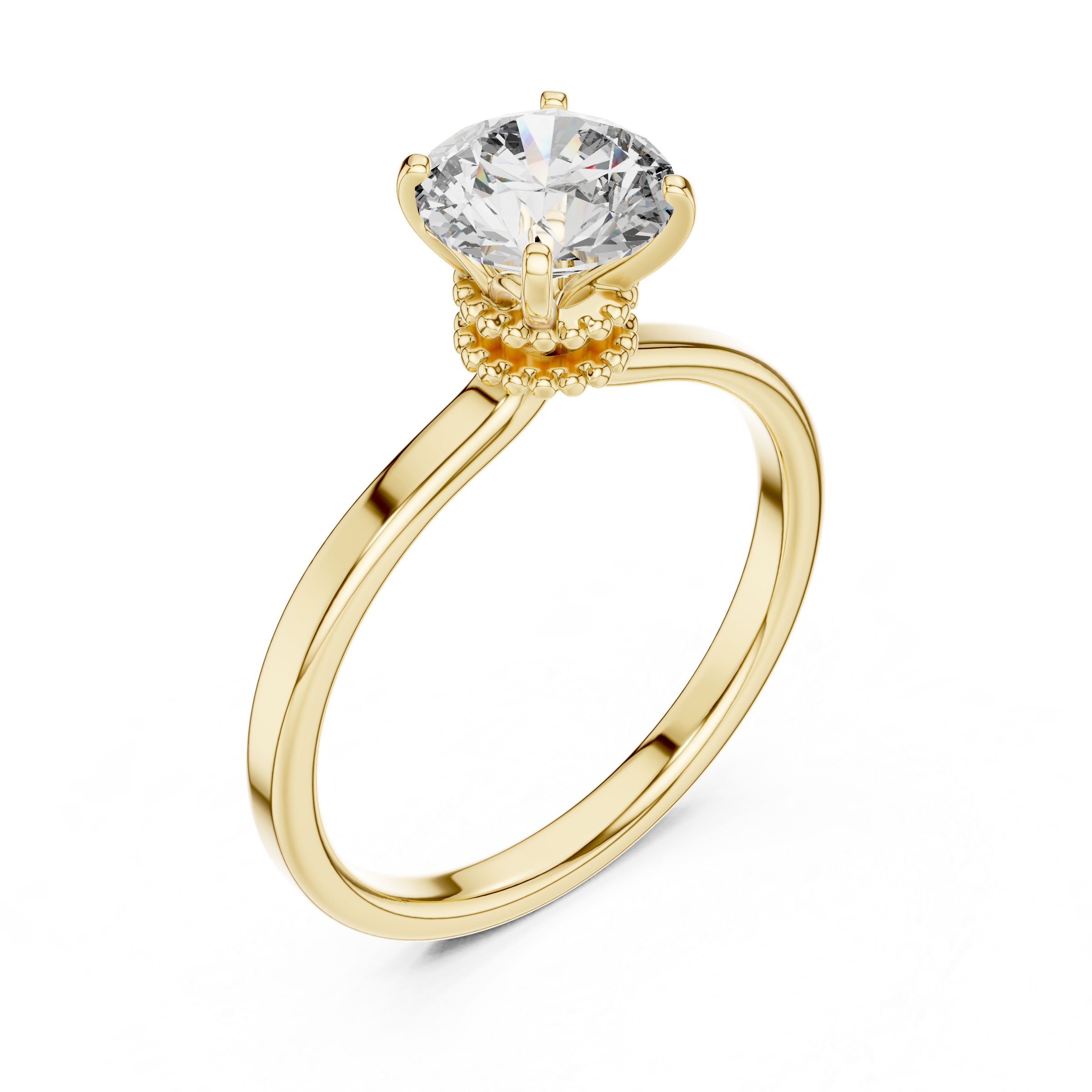 1–3 Carat Round Lab-Grown Diamond Solitaire Engagement Ring – Four-Prong Setting, 18K Gold