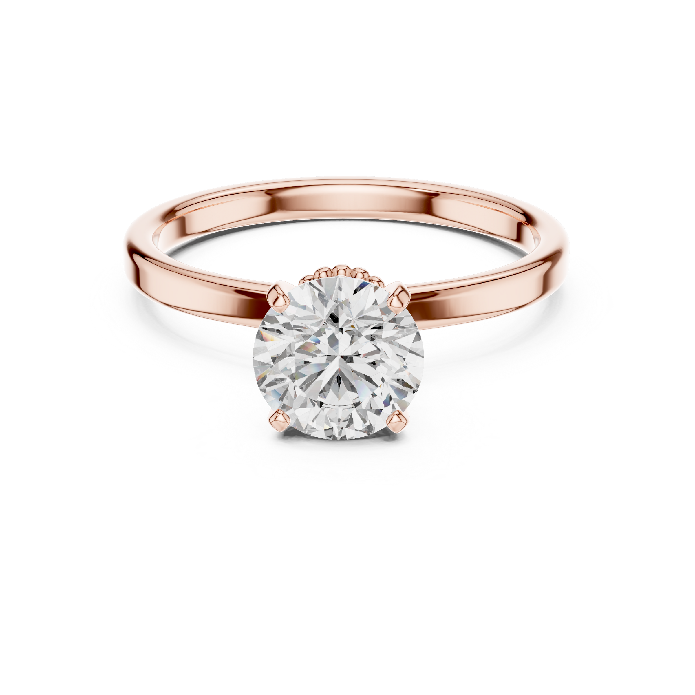 1–3 Carat Round Lab-Grown Diamond Solitaire Engagement Ring – Four-Prong Setting, 18K Gold