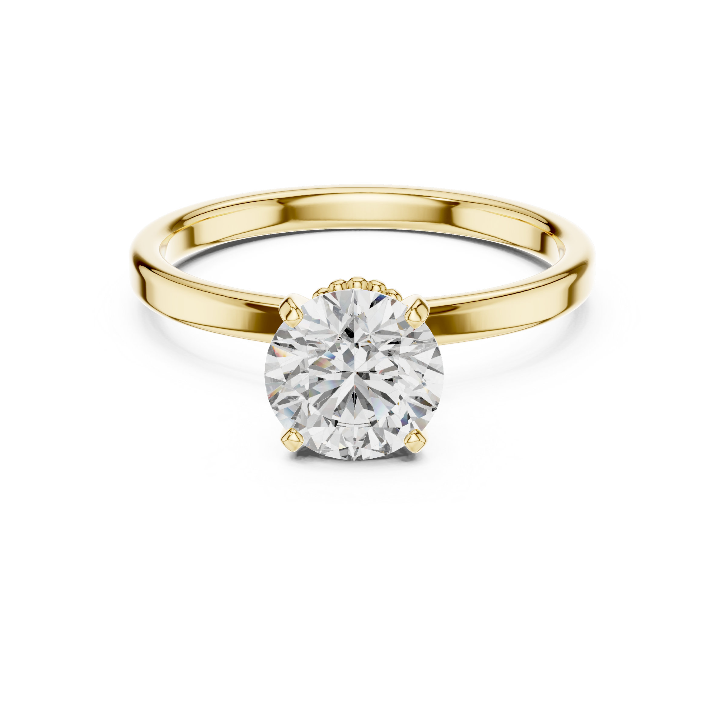 1–3 Carat Round Lab-Grown Diamond Solitaire Engagement Ring – Four-Prong Setting, 18K Gold