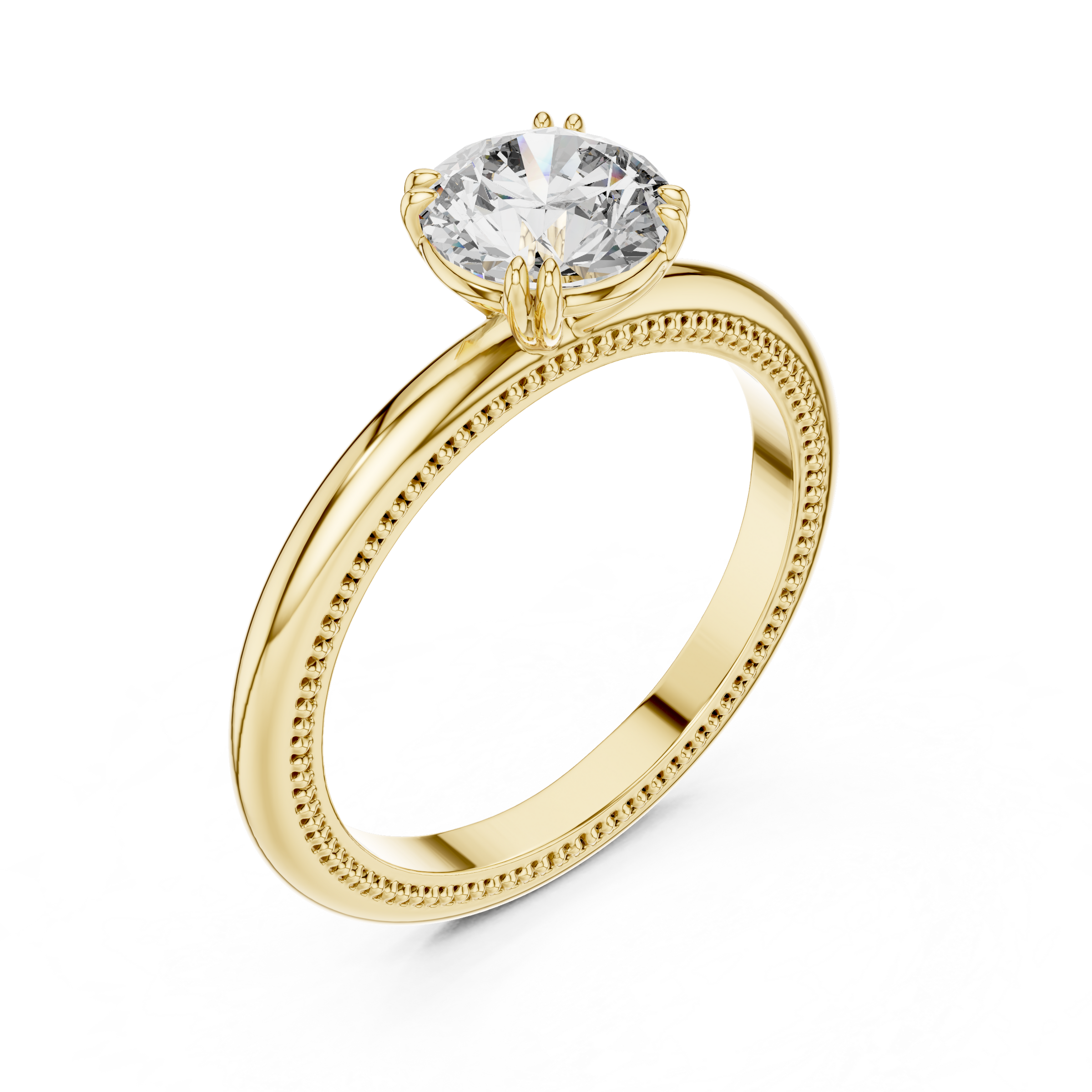 1–3 Carat Round Lab-Grown Diamond Solitaire Engagement Ring – Double Prong Setting, 18K Gold