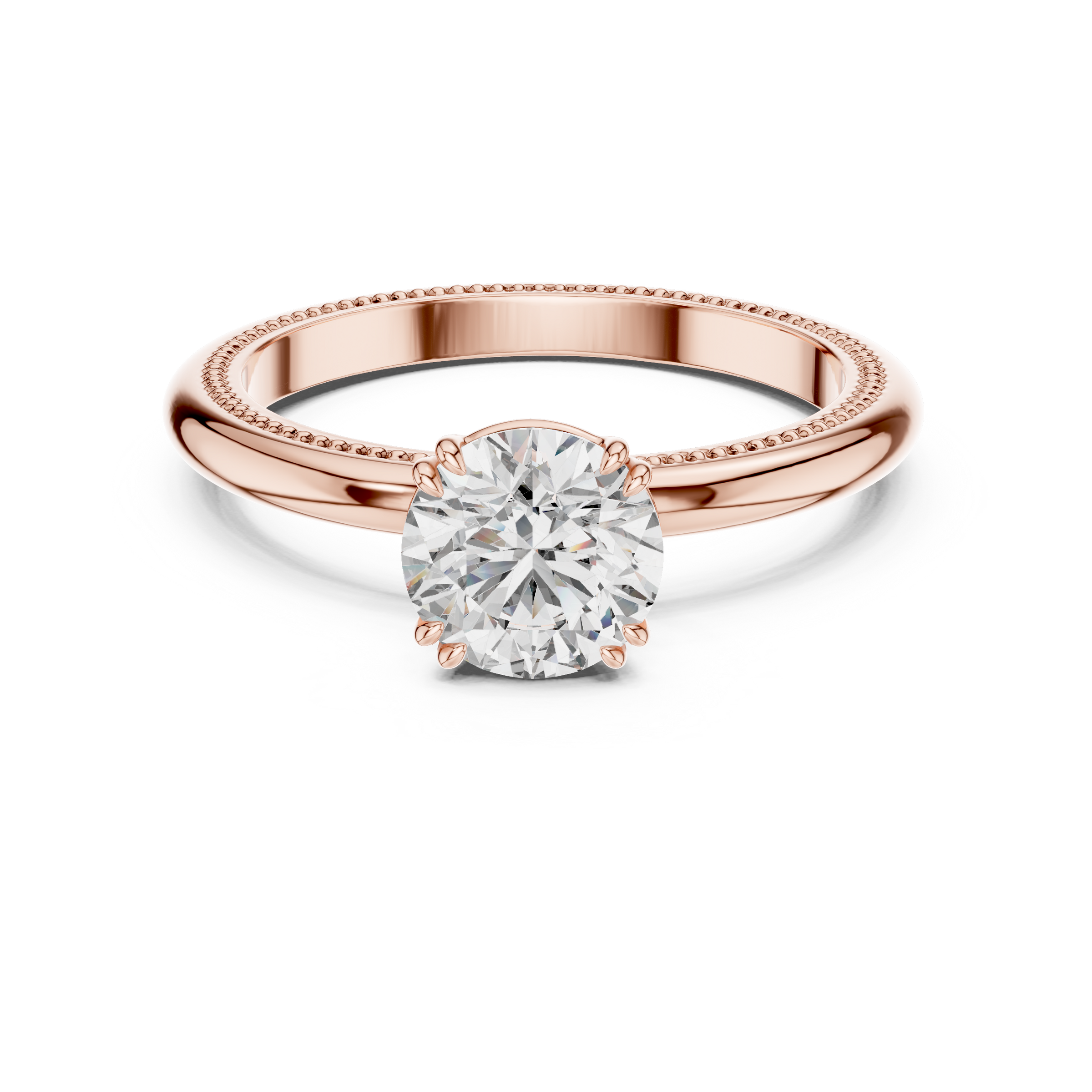 1–3 Carat Round Lab-Grown Diamond Solitaire Engagement Ring – Double Prong Setting, 18K Gold