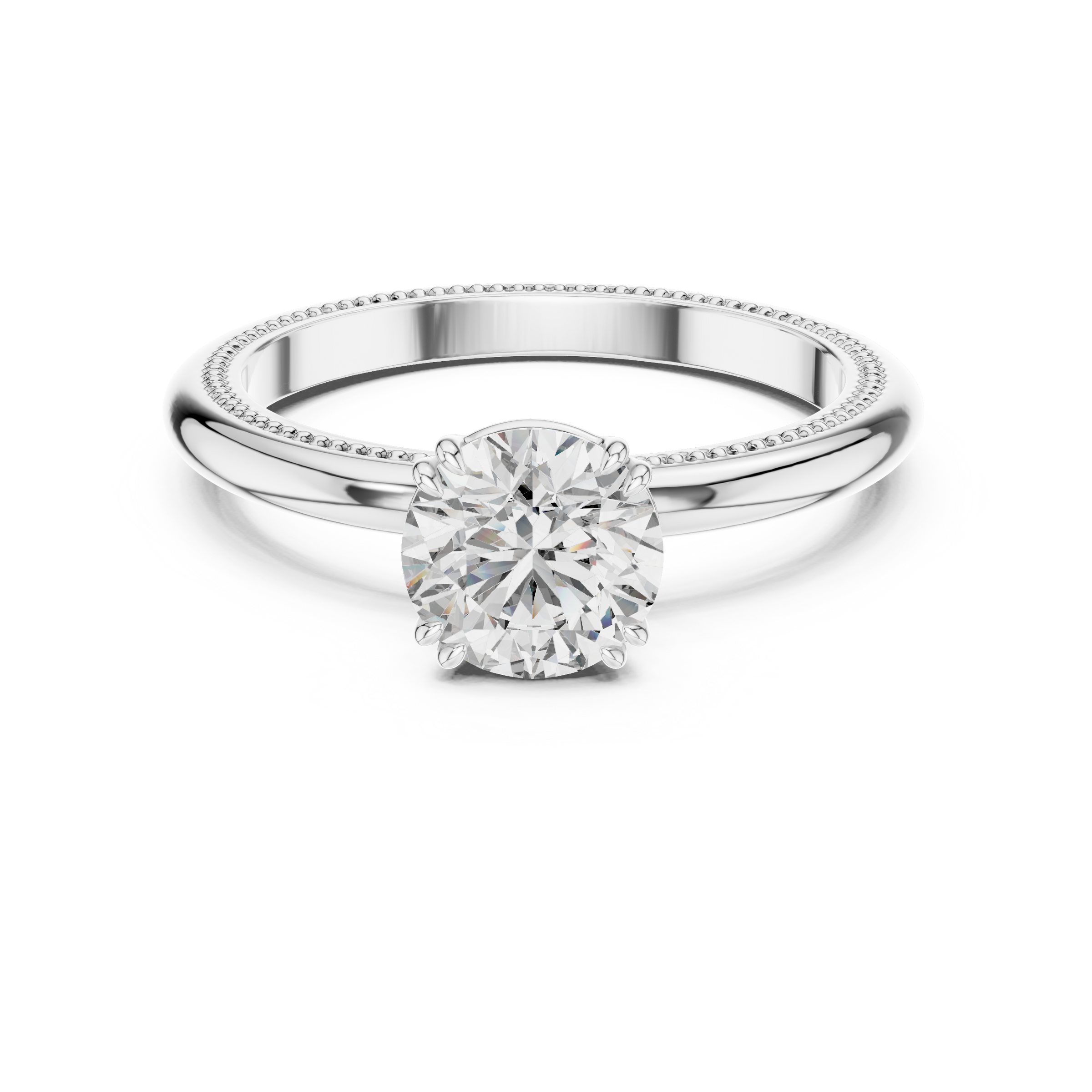 1–3 Carat Round Lab-Grown Diamond Solitaire Engagement Ring – Double Prong Setting, 18K Gold