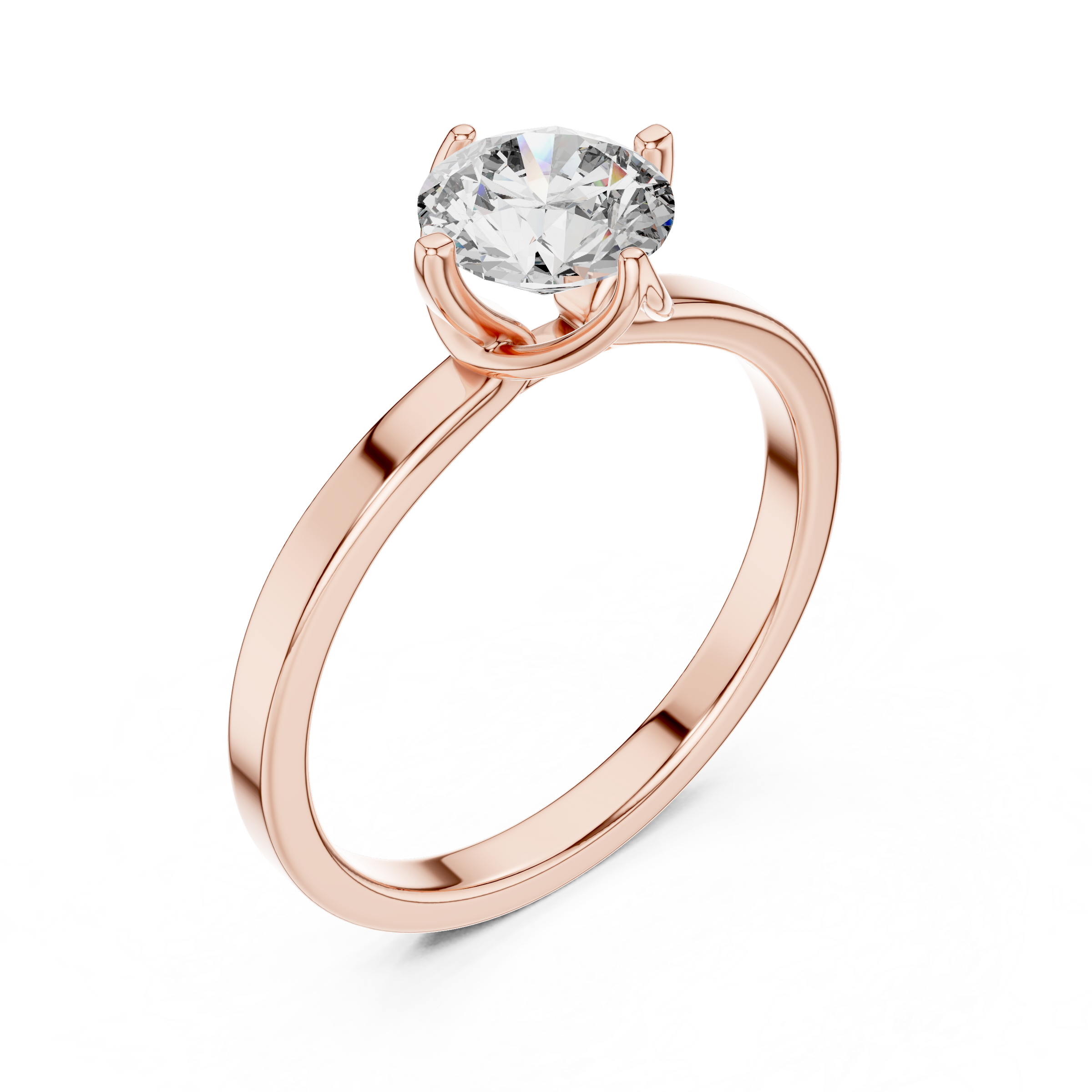1–3 Carat Round Lab-Grown Diamond Solitaire Engagement Ring – Plain Band, 18K Gold