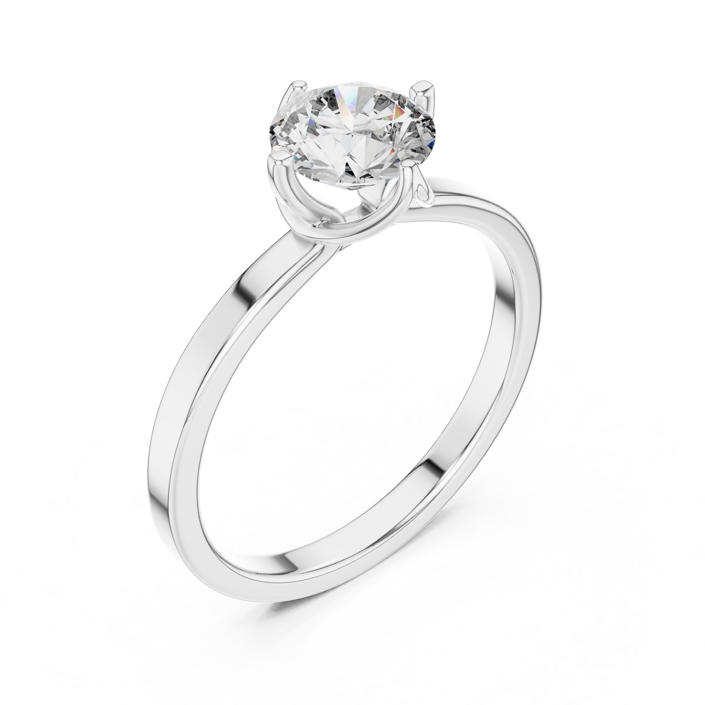1–3 Carat Round Lab-Grown Diamond Solitaire Engagement Ring – Plain Band, 18K Gold