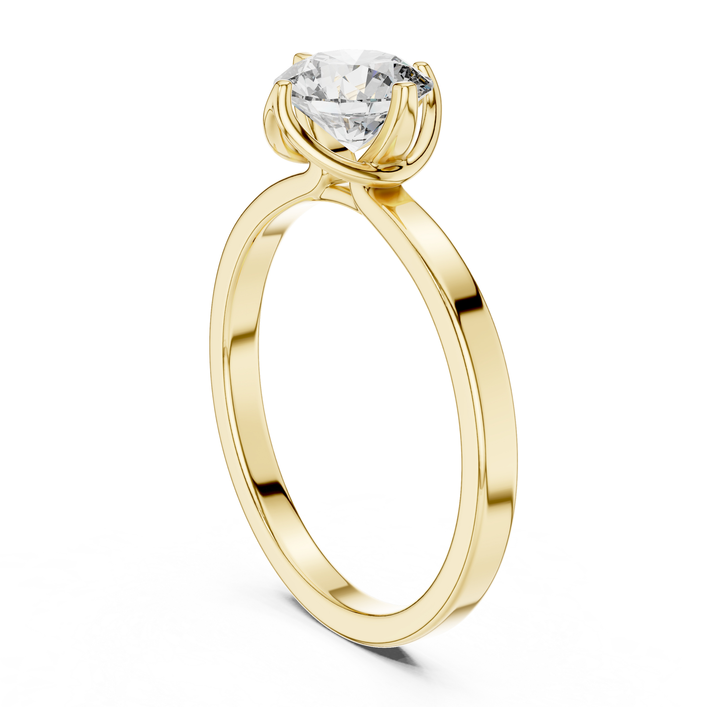 1–3 Carat Round Lab-Grown Diamond Solitaire Engagement Ring – Plain Band, 18K Gold