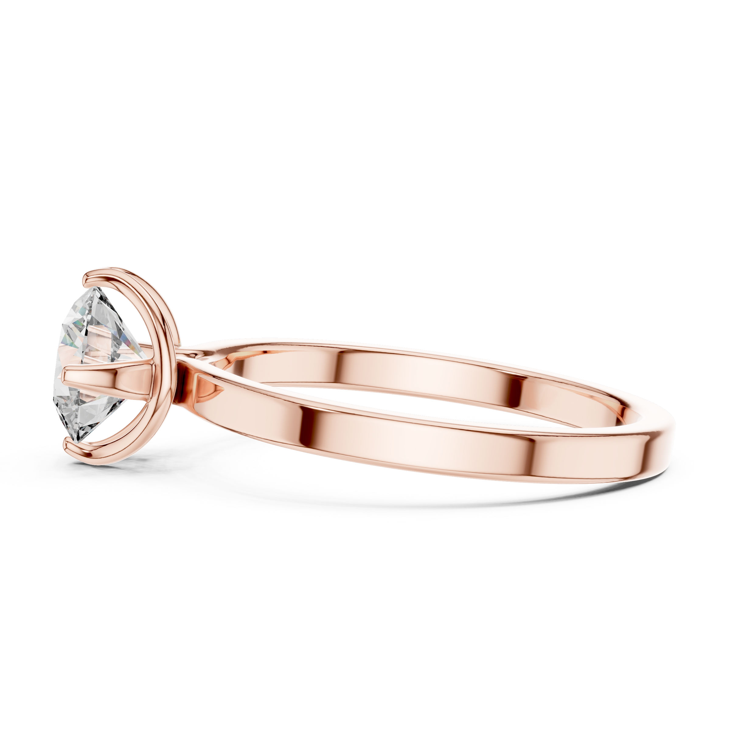 1–3 Carat Round Lab-Grown Diamond Solitaire Engagement Ring – Plain Band, 18K Gold