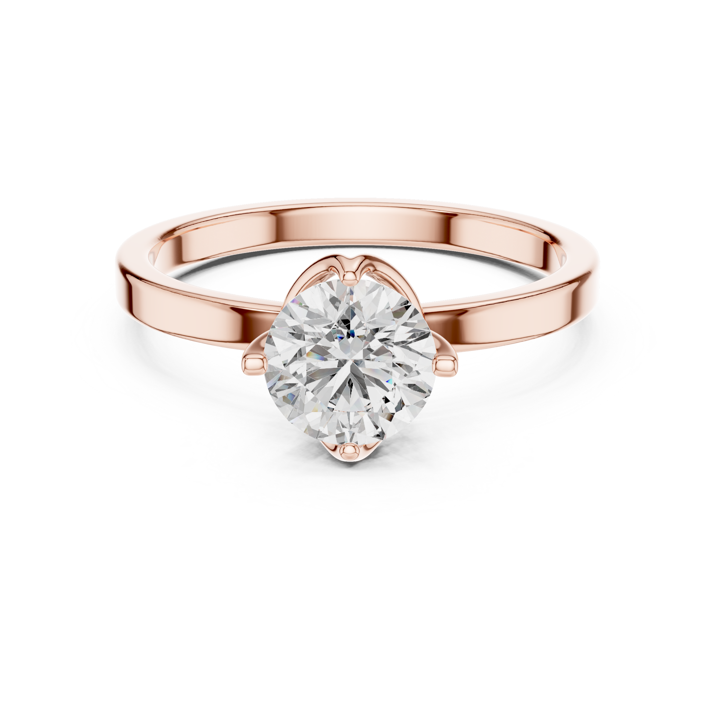 1–3 Carat Round Lab-Grown Diamond Solitaire Engagement Ring – Plain Band, 18K Gold