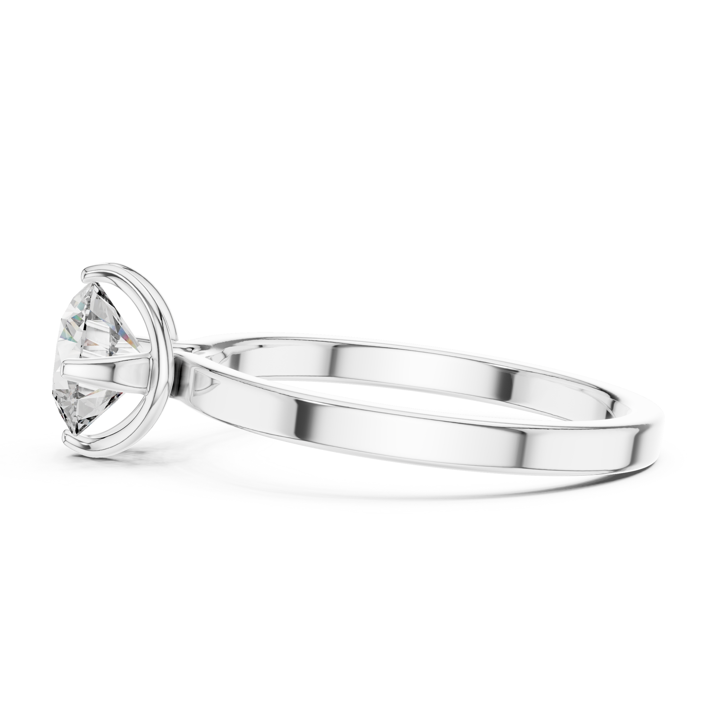 1–3 Carat Round Lab-Grown Diamond Solitaire Engagement Ring – Plain Band, 18K Gold