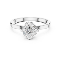 1–3 Carat Round Lab-Grown Diamond Solitaire Engagement Ring – Plain Band, 18K Gold