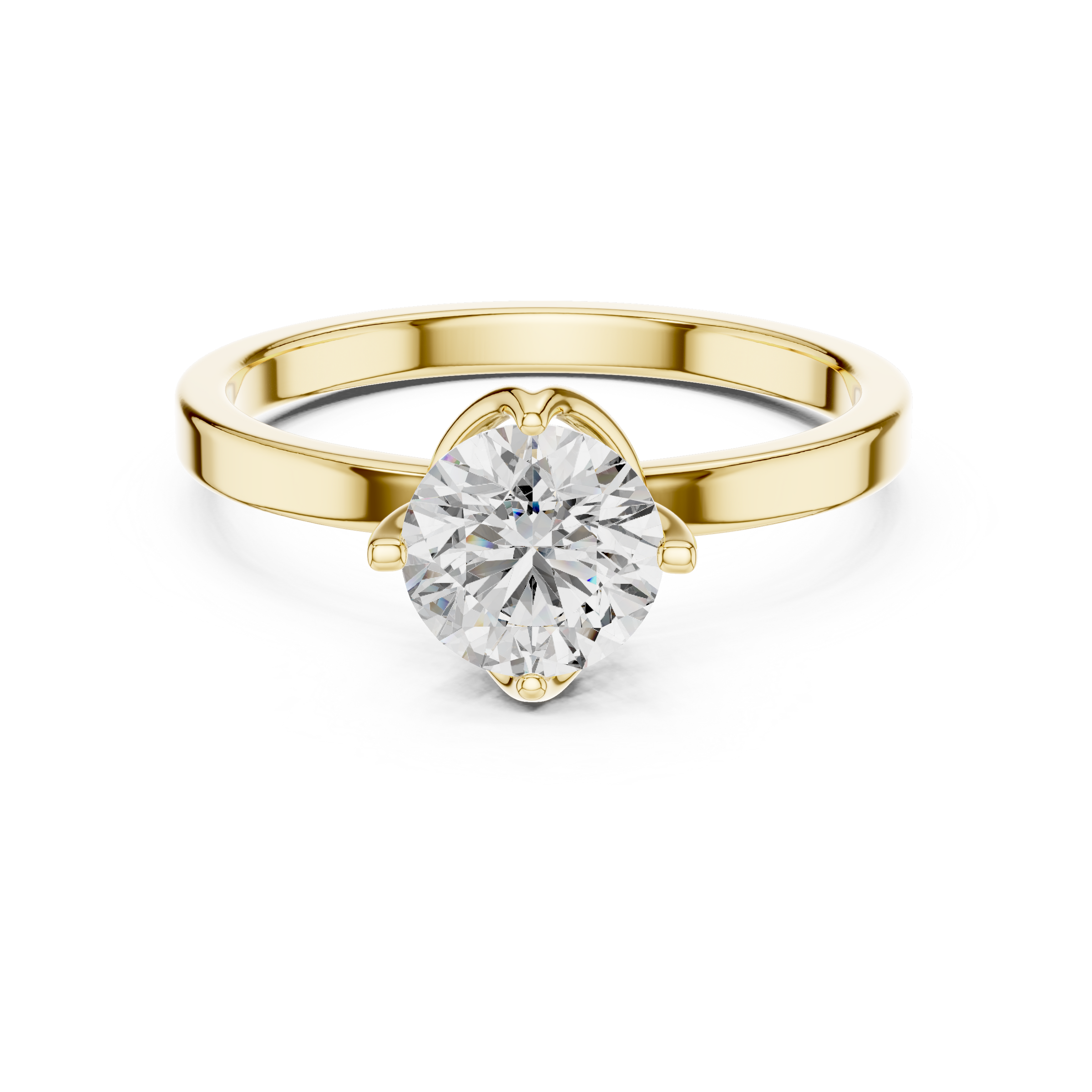 1–3 Carat Round Lab-Grown Diamond Solitaire Engagement Ring – Plain Band, 18K Gold