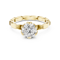 1–3 Carat Round Lab-Grown Diamond Solitaire Engagement Ring – Floral Six-Prong Setting, 18K Gold