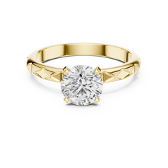 1–3 Carat Round Lab-Grown Diamond Solitaire Engagement Ring – Faceted Band, 18K Gold