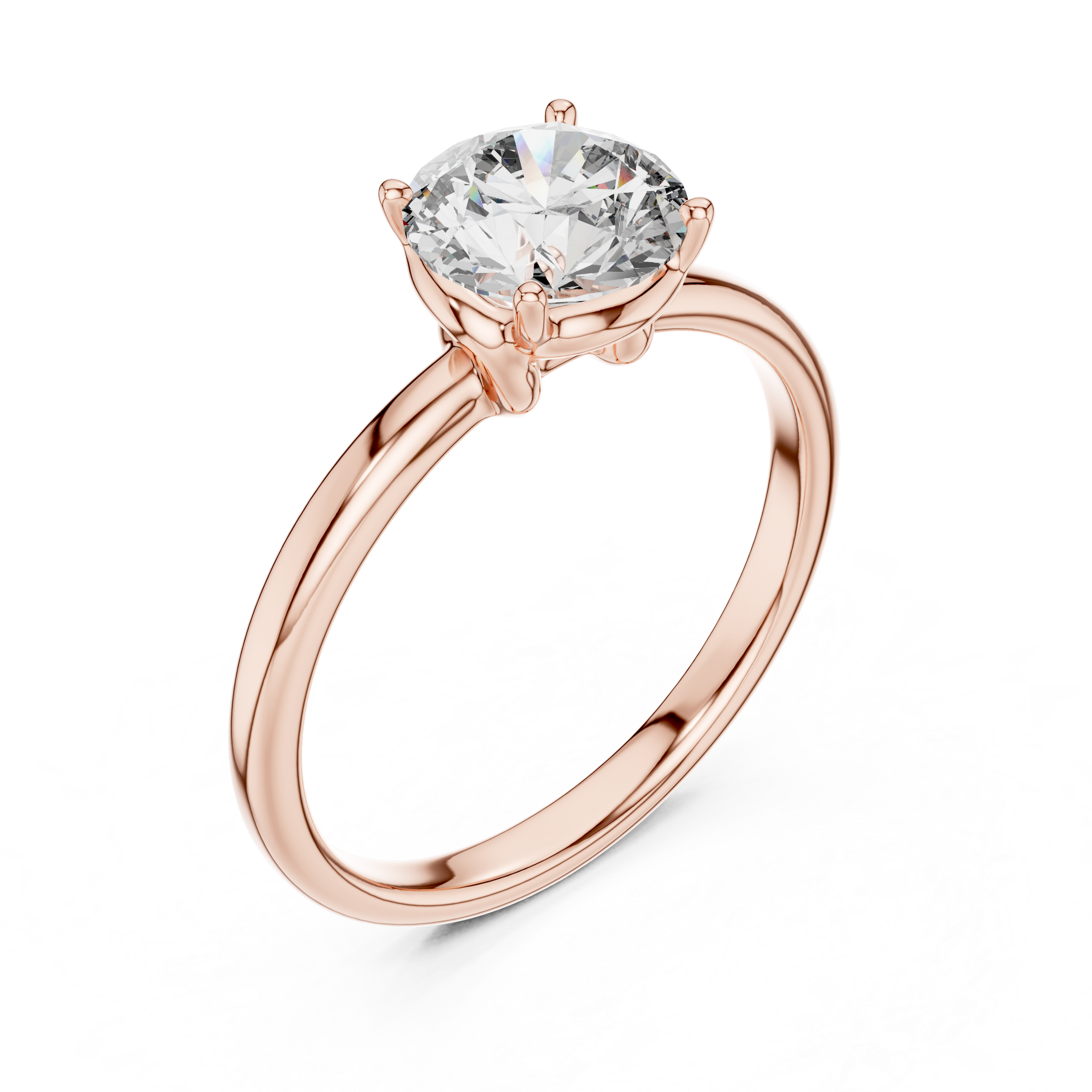 1–3 Carat Round Lab-Grown Diamond Solitaire Engagement Ring – Four-Prong Setting, 18K Gold