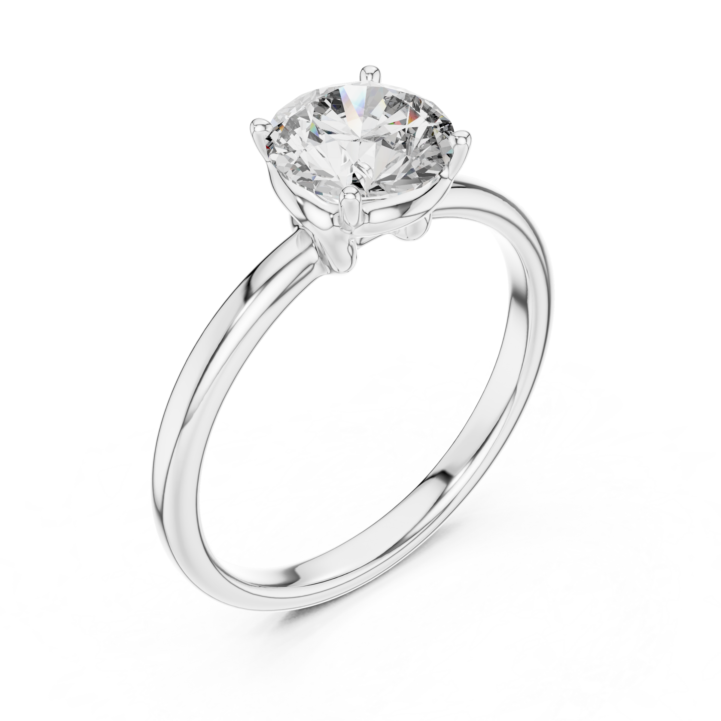 1–3 Carat Round Lab-Grown Diamond Solitaire Engagement Ring – Four-Prong Setting, 18K Gold
