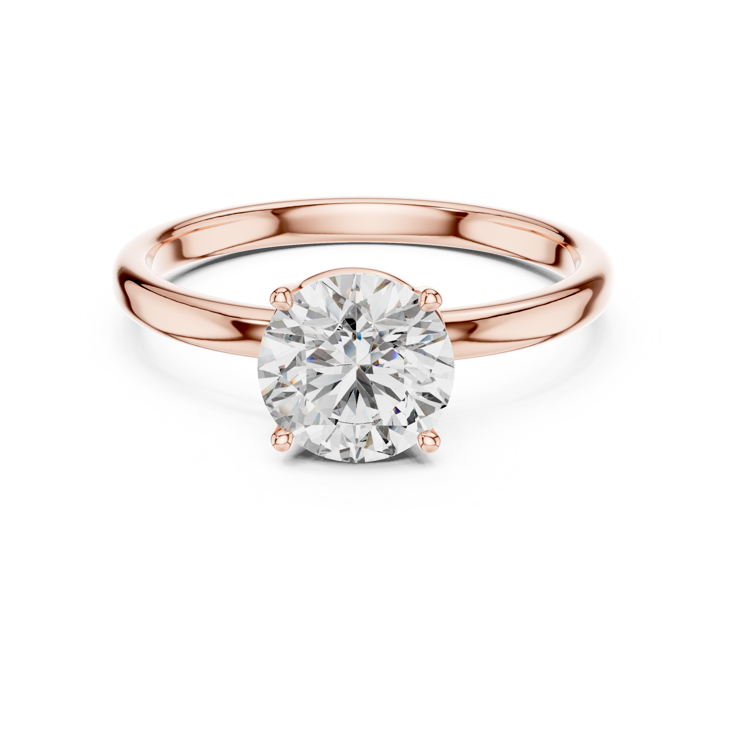 1–3 Carat Round Lab-Grown Diamond Solitaire Engagement Ring – Four-Prong Setting, 18K Gold