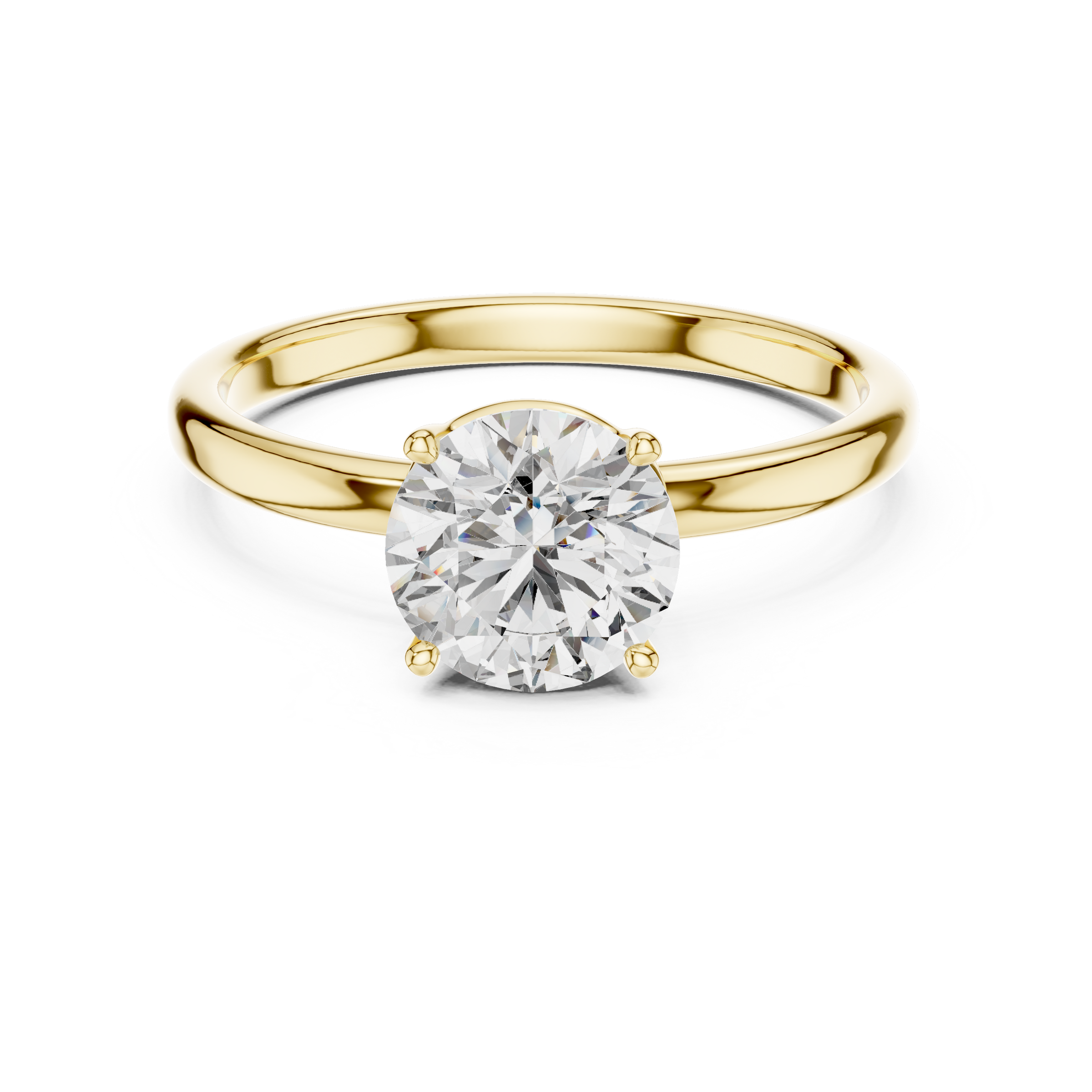 1–3 Carat Round Lab-Grown Diamond Solitaire Engagement Ring – Four-Prong Setting, 18K Gold