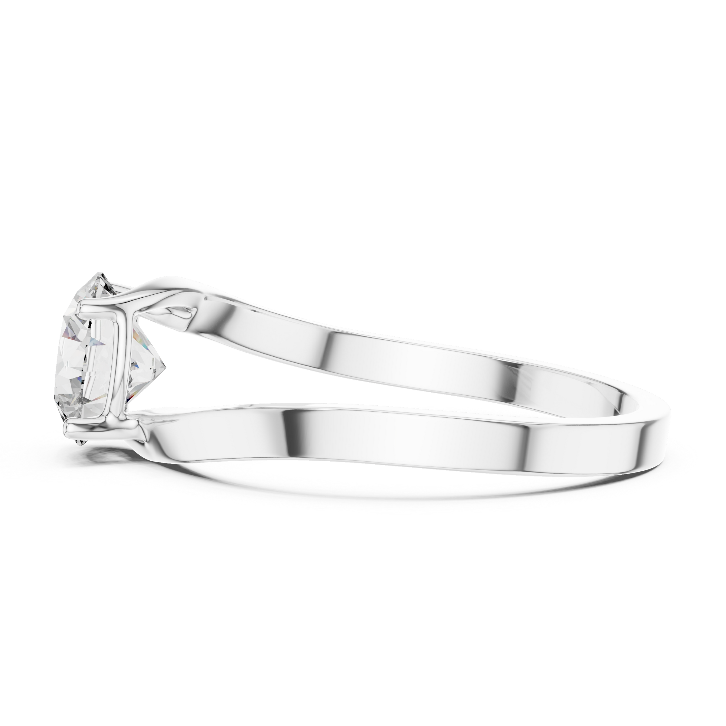 1–3 Carat Round Lab-Grown Diamond Solitaire Engagement Ring – Wave Plain Band, 18K Gold
