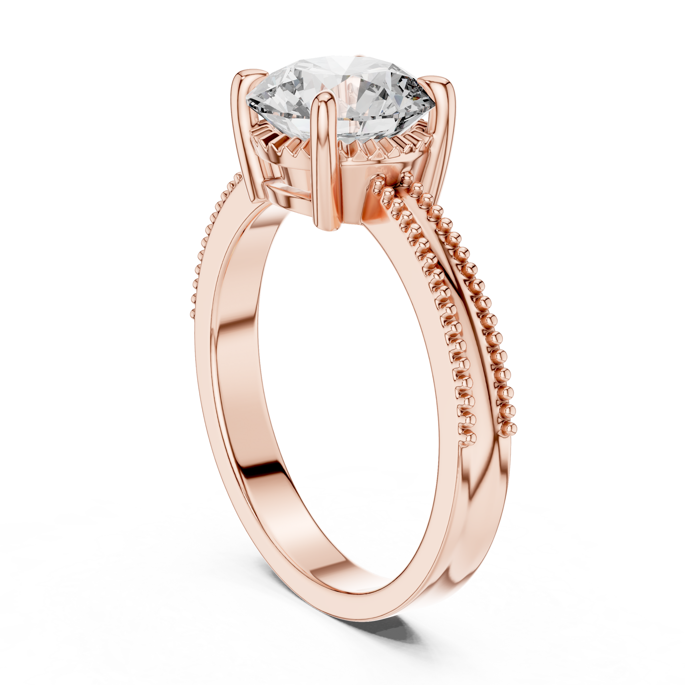 1–3 Carat Round Lab-Grown Diamond Solitaire Engagement Ring – Four-Prong Setting, 18K Gold