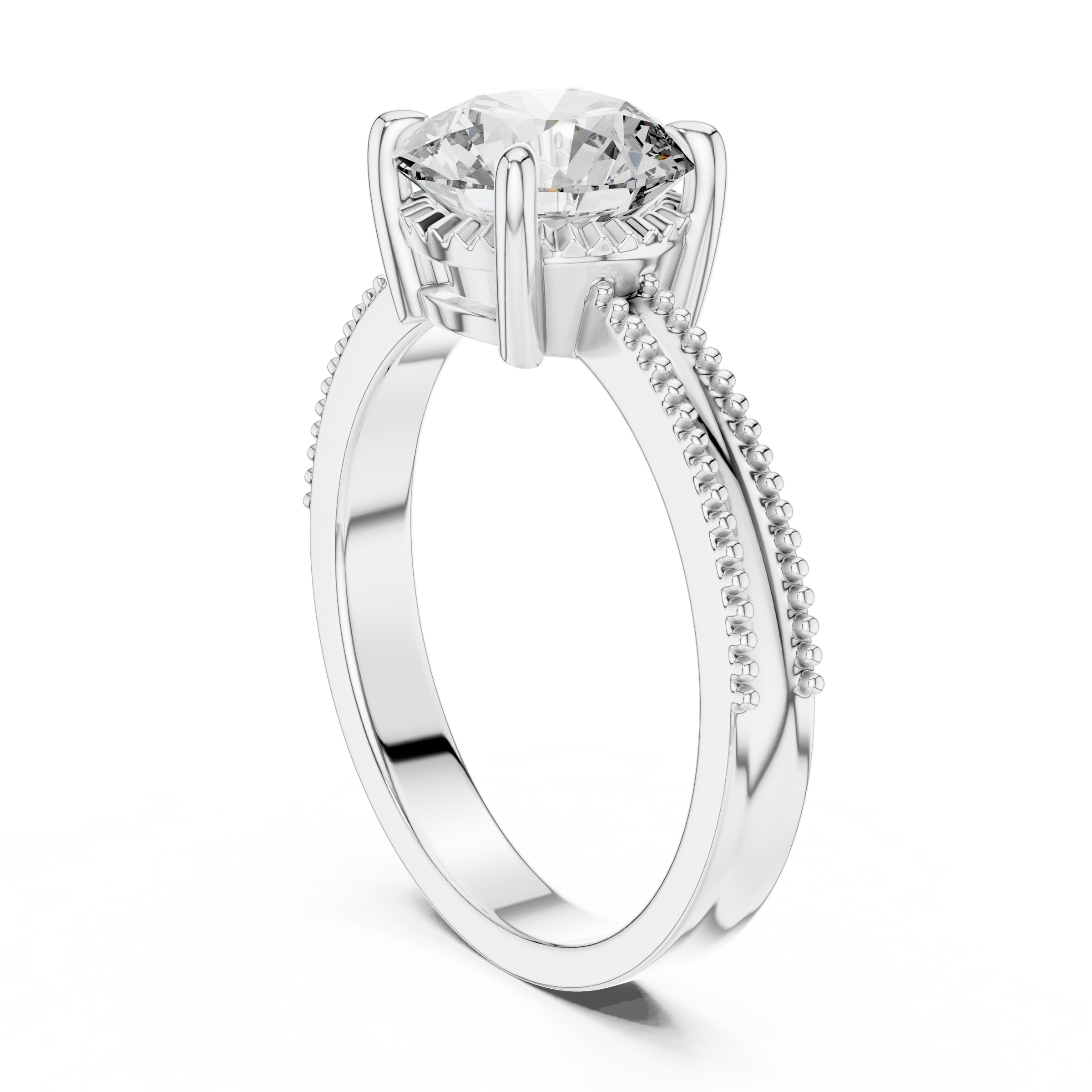 1–3 Carat Round Lab-Grown Diamond Solitaire Engagement Ring – Four-Prong Setting, 18K Gold