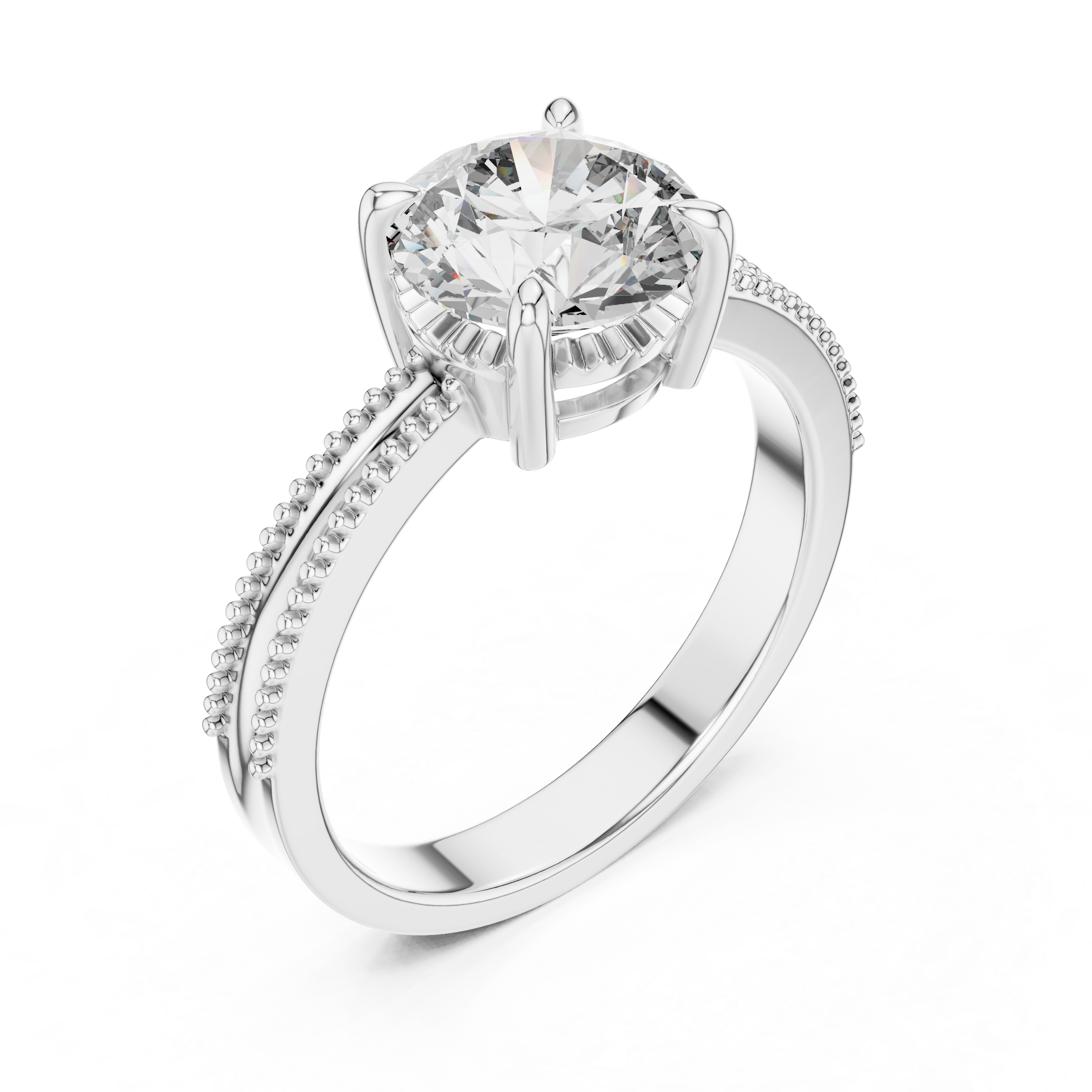 1–3 Carat Round Lab-Grown Diamond Solitaire Engagement Ring – Four-Prong Setting, 18K Gold