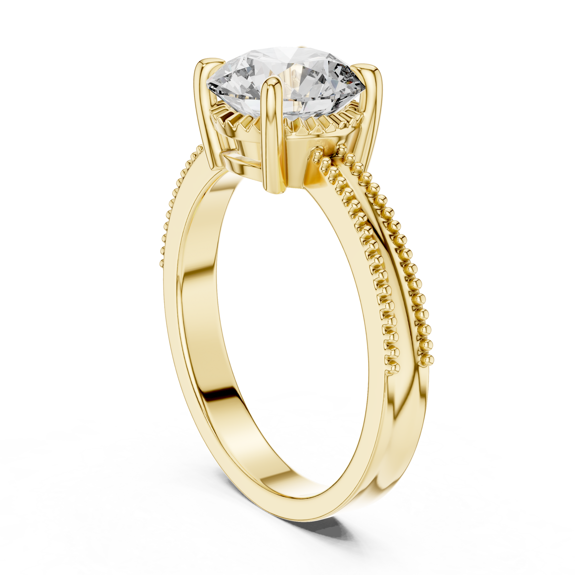1–3 Carat Round Lab-Grown Diamond Solitaire Engagement Ring – Four-Prong Setting, 18K Gold