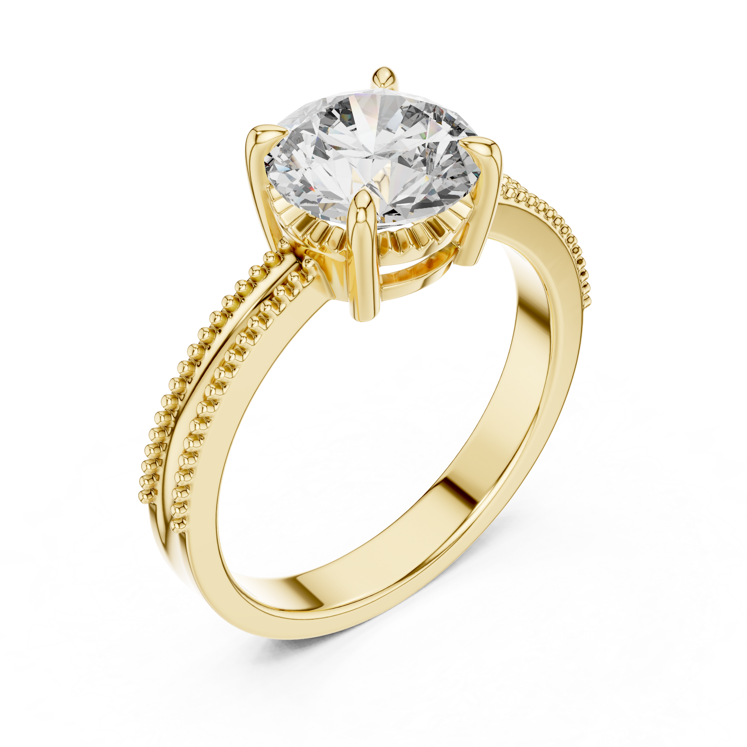 1–3 Carat Round Lab-Grown Diamond Solitaire Engagement Ring – Four-Prong Setting, 18K Gold