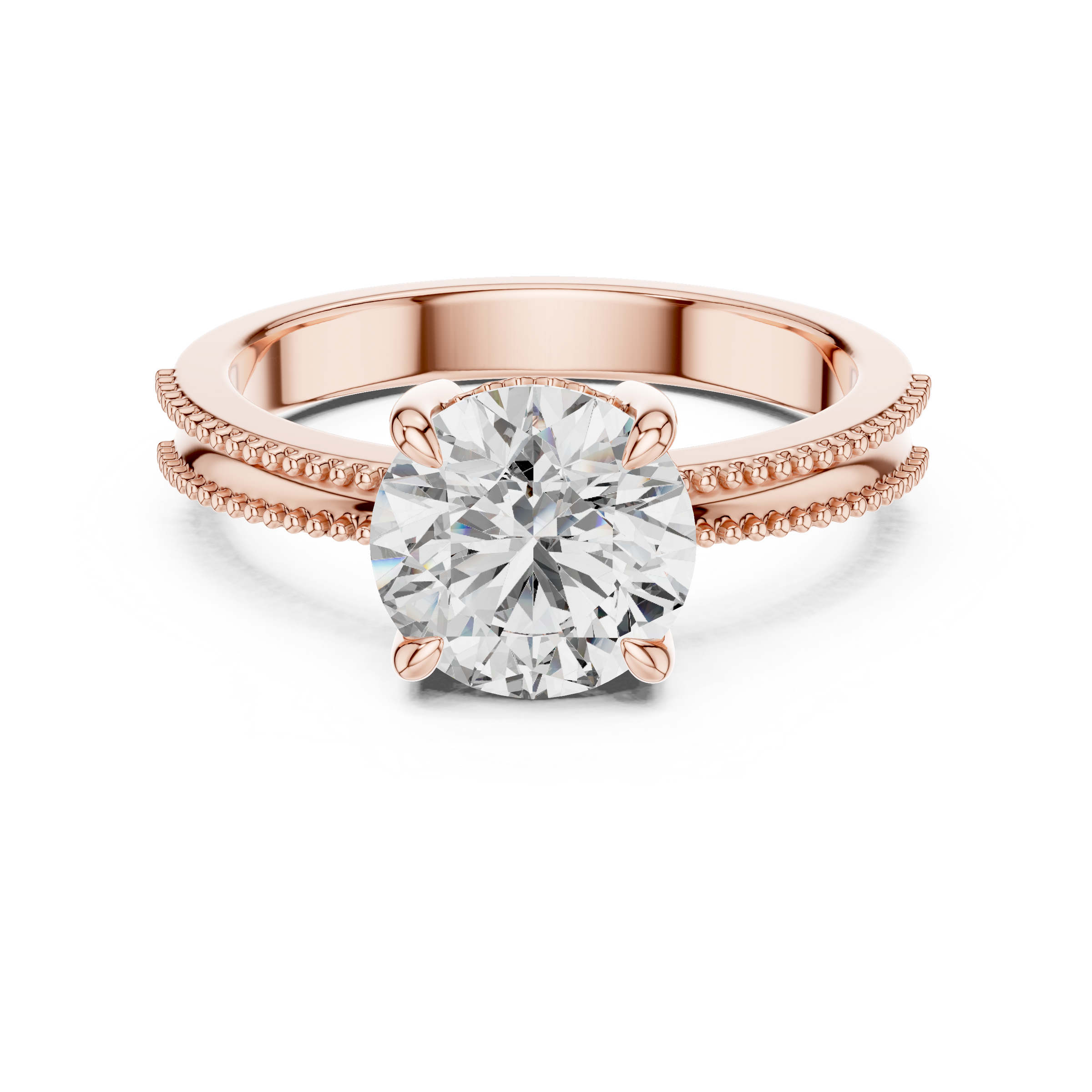 1–3 Carat Round Lab-Grown Diamond Solitaire Engagement Ring – Four-Prong Setting, 18K Gold