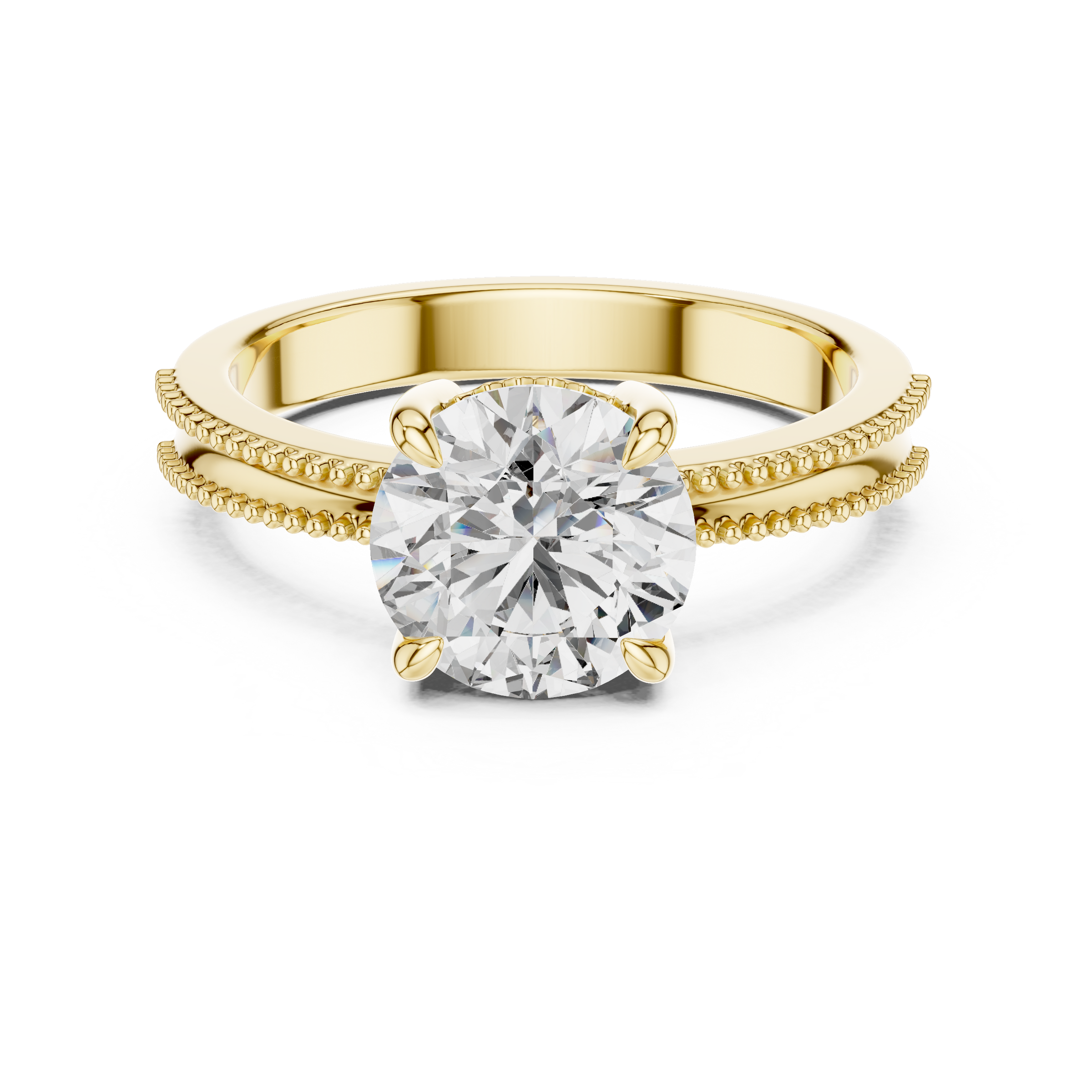 1–3 Carat Round Lab-Grown Diamond Solitaire Engagement Ring – Four-Prong Setting, 18K Gold