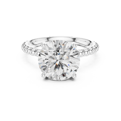 1–3 Carat Round Lab-Grown Diamond Solitaire Engagement Ring – Bubble and Bead Band Setting, 18K Gold